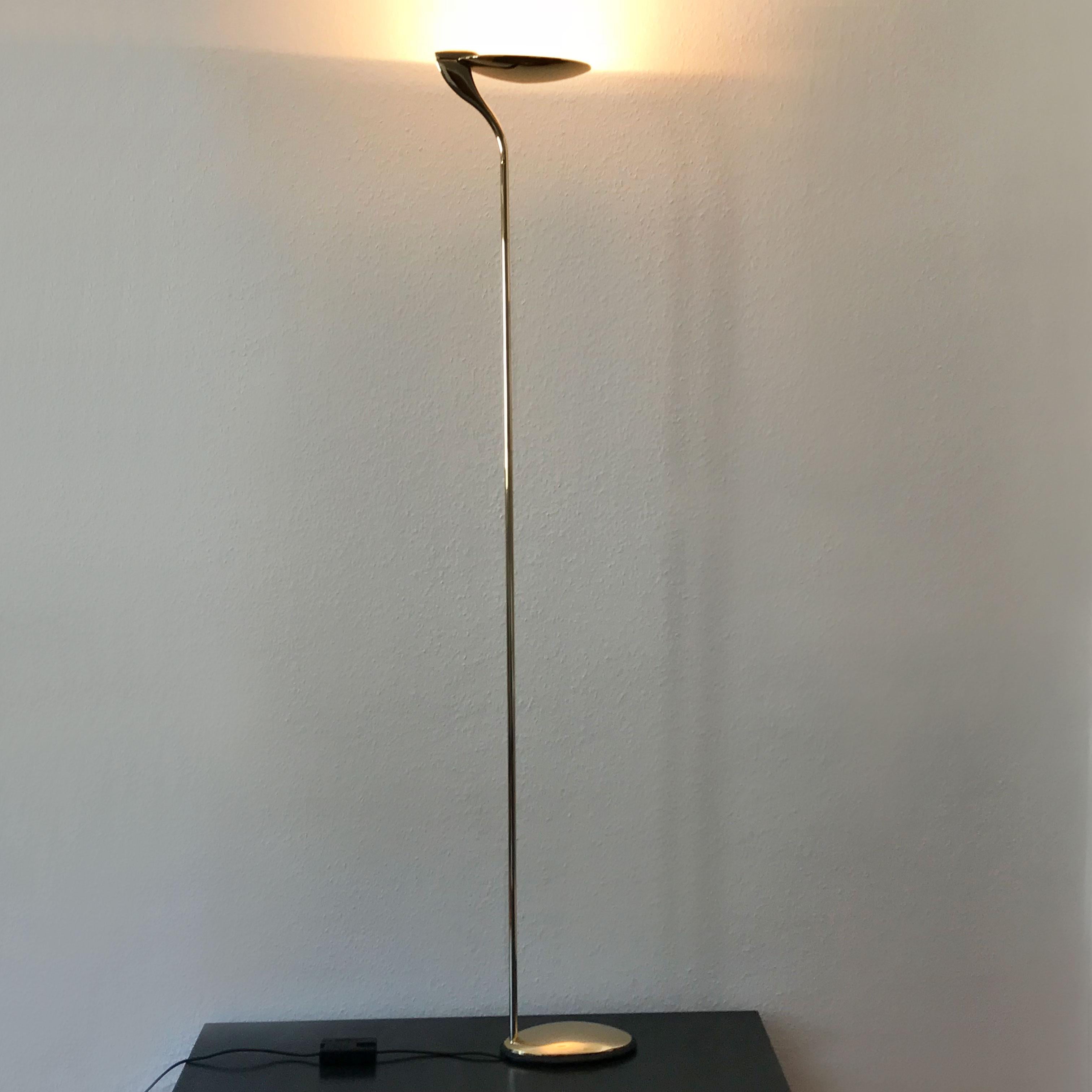 Polished Exceptional Minimalist Brass Floor Lamp Uplighter by Florian Schulz, Germany For Sale