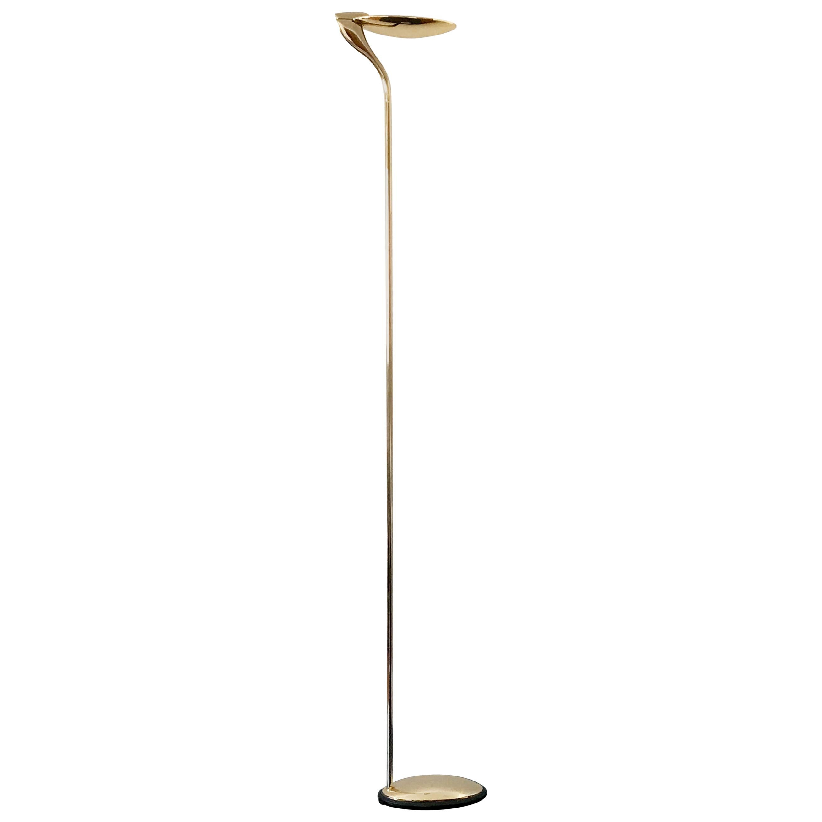 Exceptional Minimalist Brass Floor Lamp Uplighter by Florian Schulz, Germany For Sale
