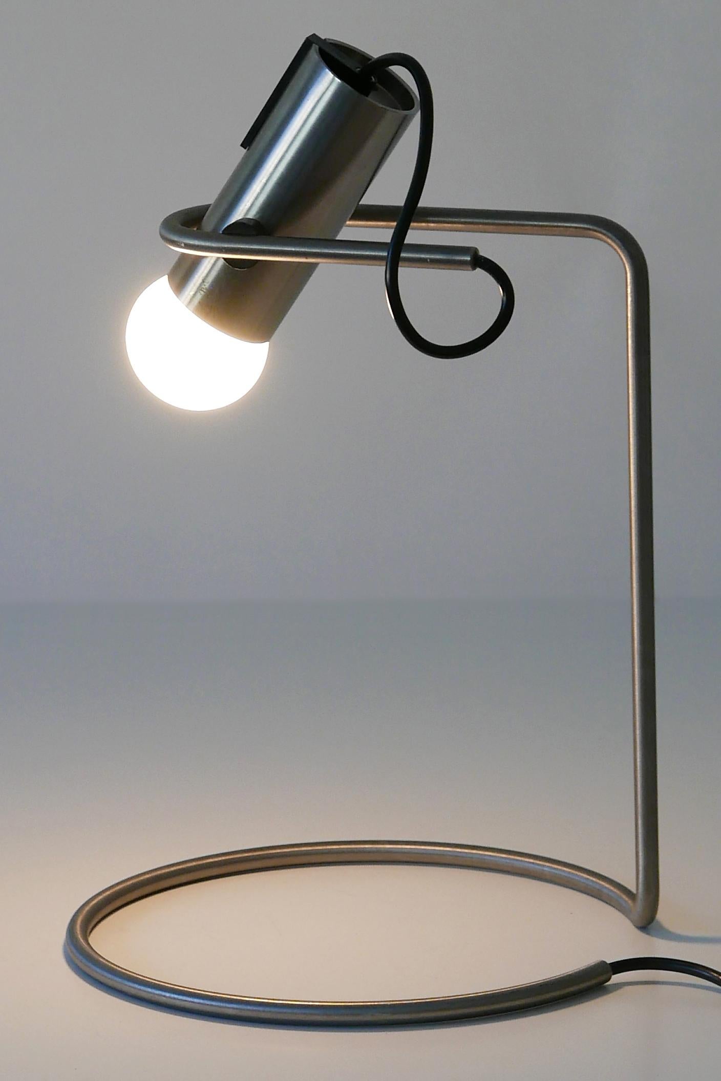 Stainless Steel Exceptional Minimalistic Mid-Century Modern Table Lamp or Desk Light, 1960s For Sale