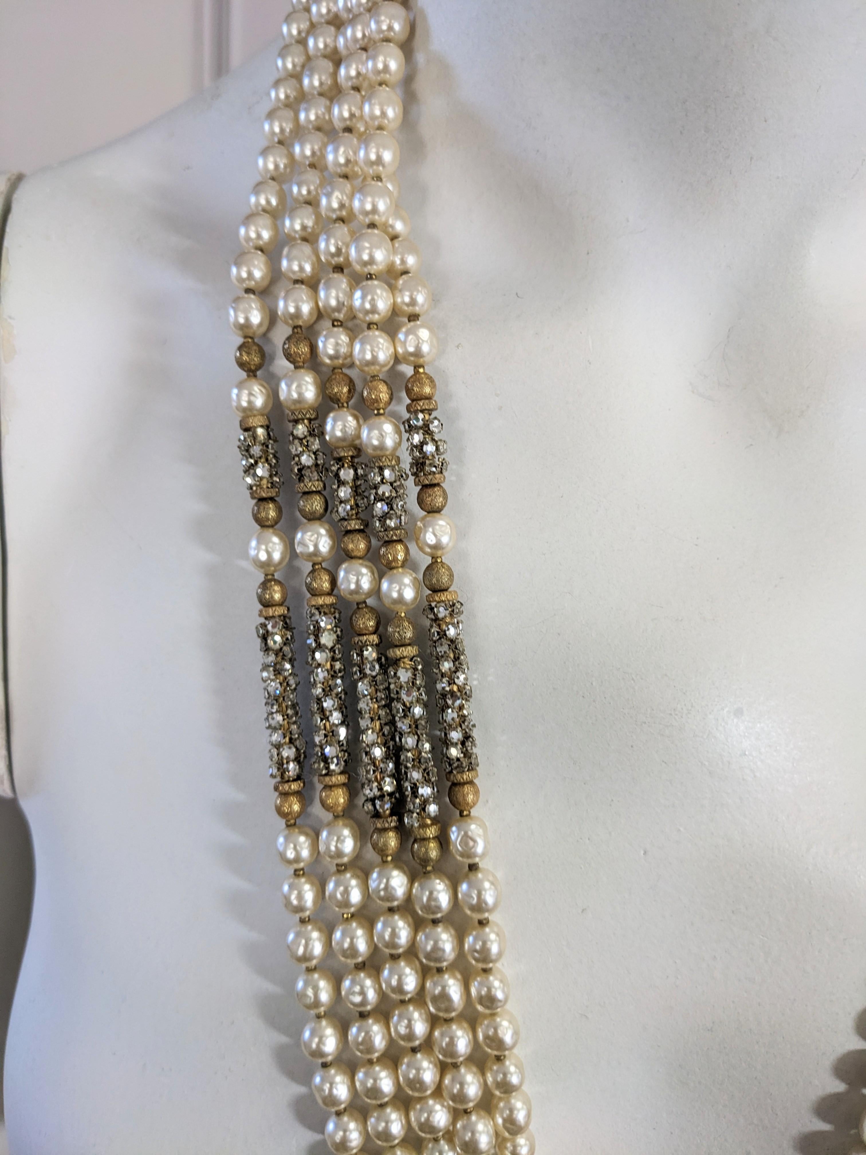 Miriam Haskell - Exceptionnel collier à barre pavé de perles et de roses Monte en vente 7