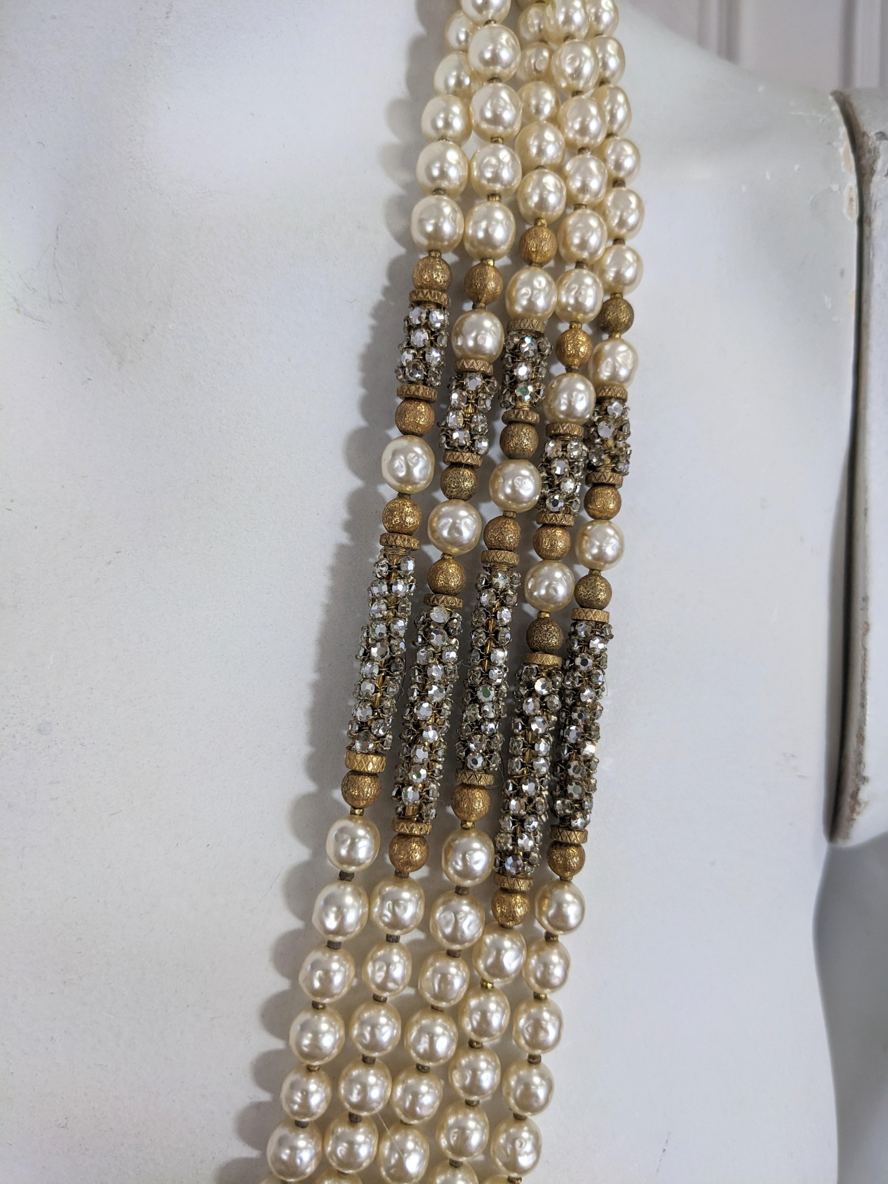 Miriam Haskell - Exceptionnel collier à barre pavé de perles et de roses Monte en vente 8