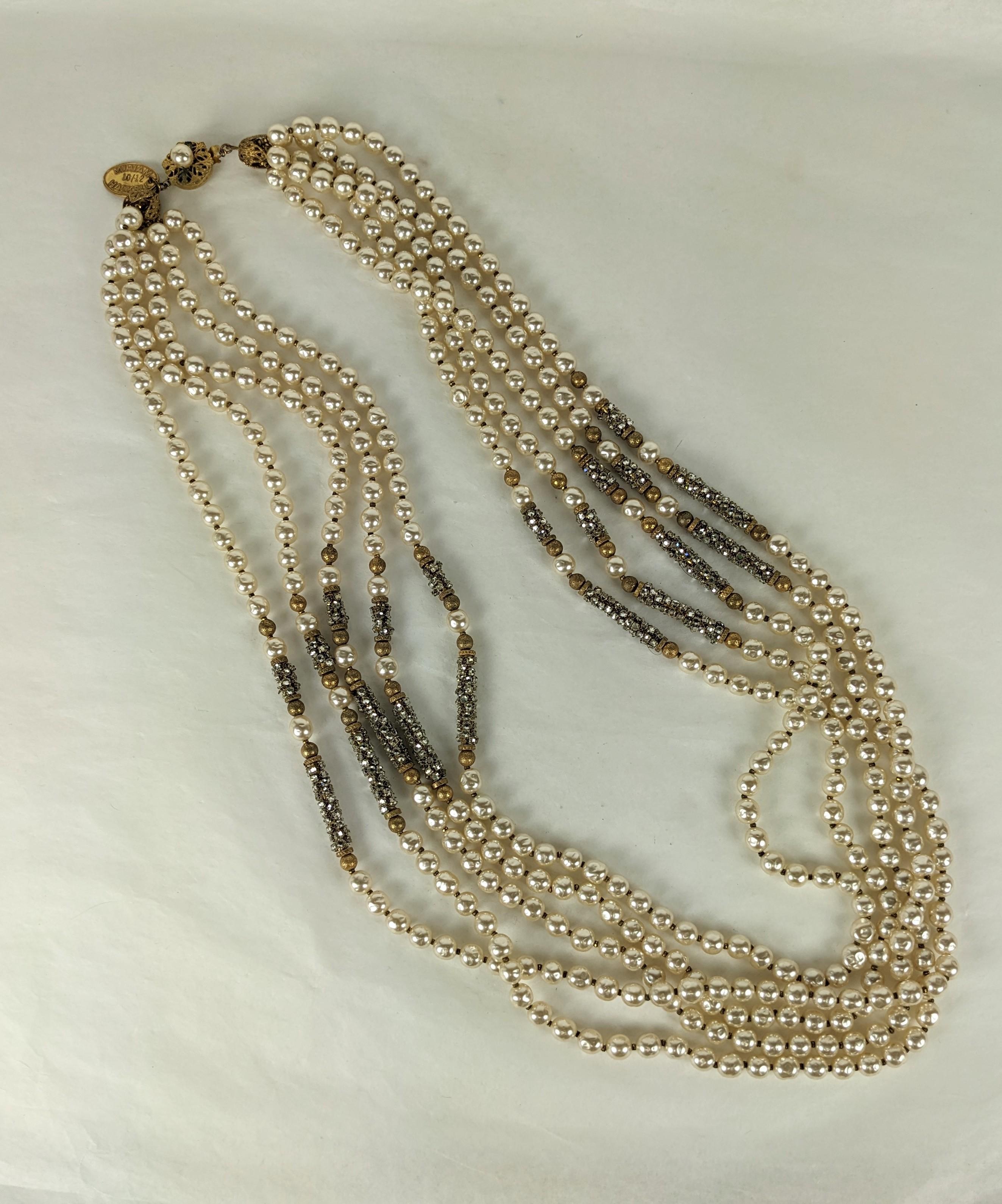 Miriam Haskell - Exceptionnel collier à barre pavé de perles et de roses Monte Pour femmes en vente