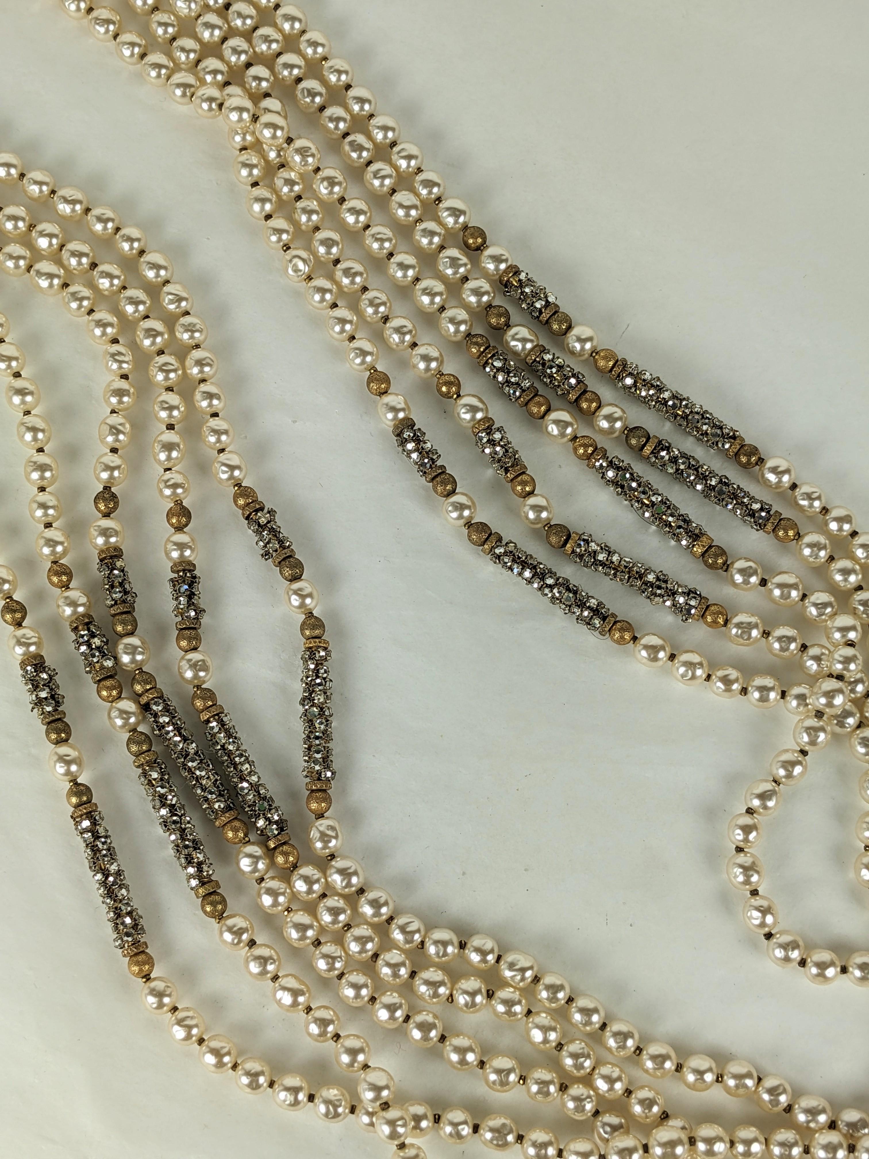 Miriam Haskell - Exceptionnel collier à barre pavé de perles et de roses Monte en vente 3