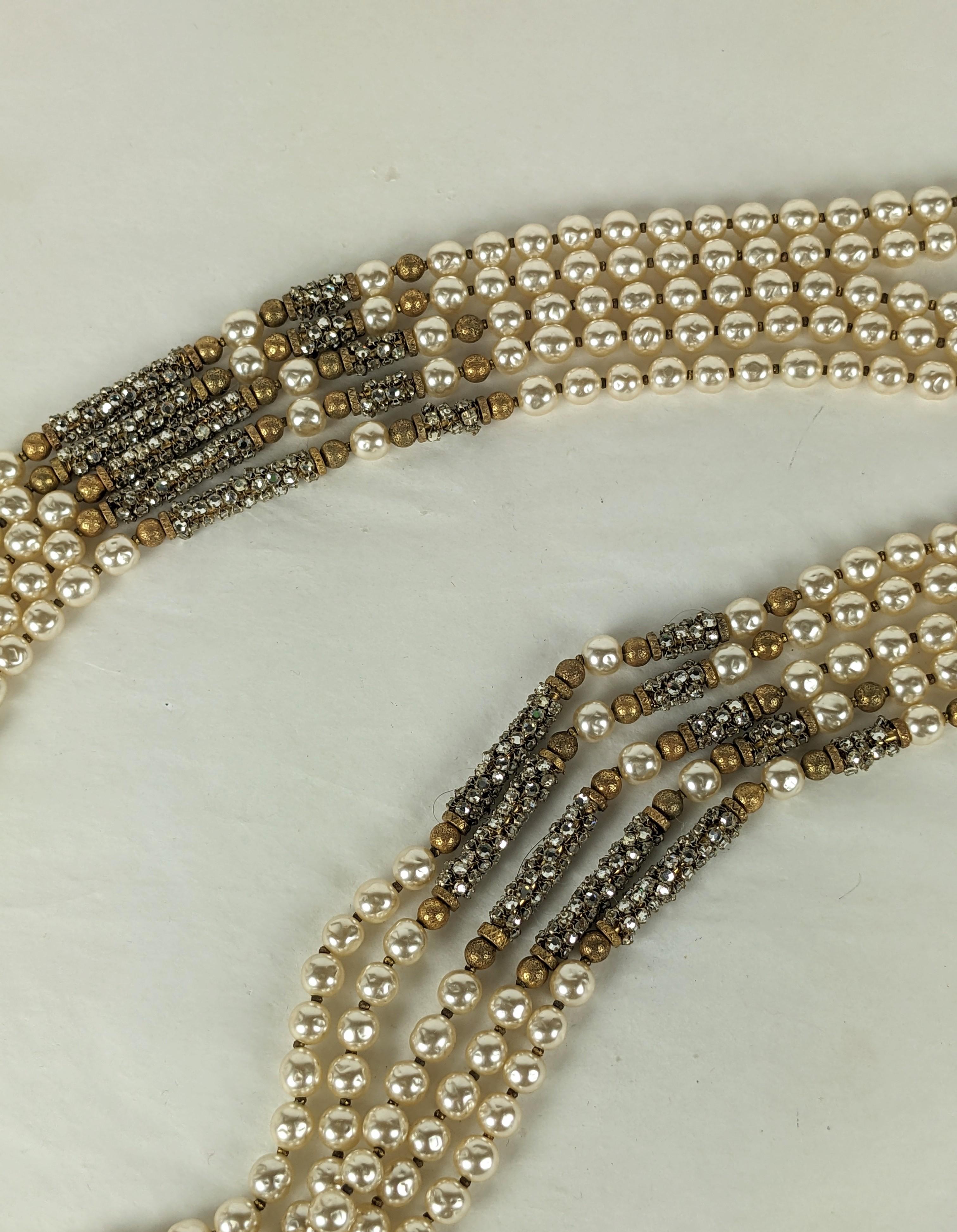 Miriam Haskell - Exceptionnel collier à barre pavé de perles et de roses Monte en vente 4