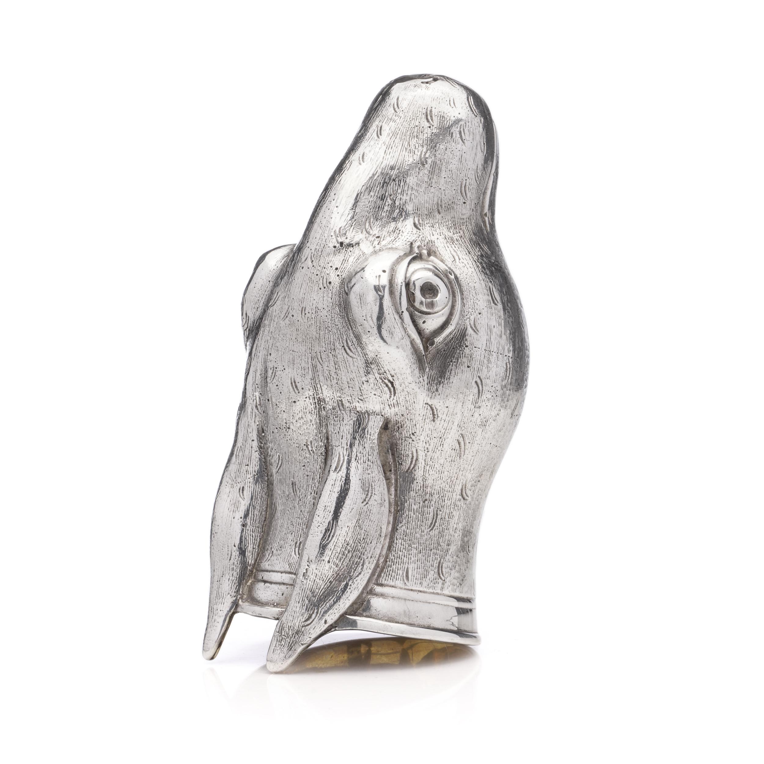 Exceptional Modern Sterling Silver Stirrup Cup Shaped as a Rabbit For Sale 1