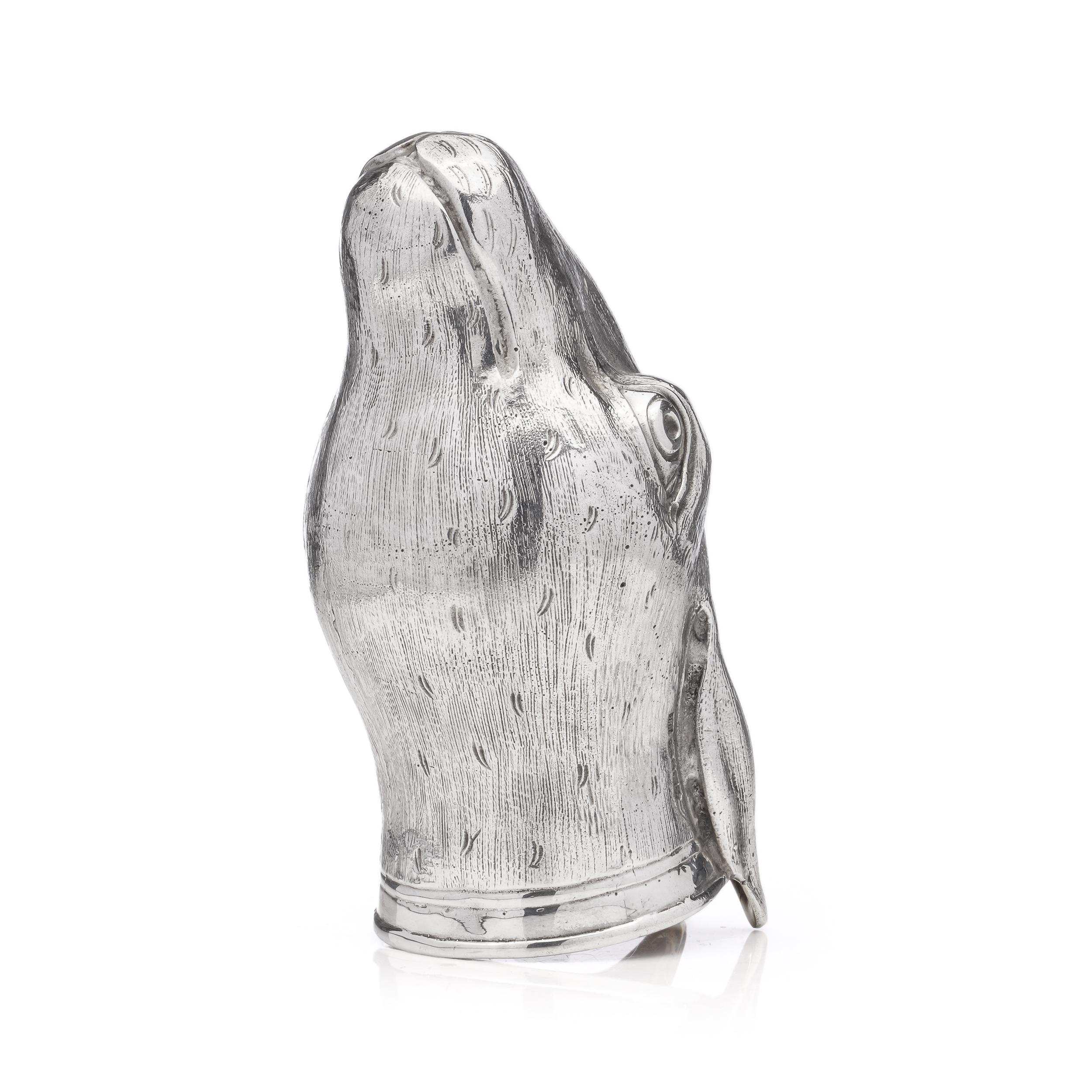 Exceptional Modern Sterling Silver Stirrup Cup Shaped as a Rabbit For Sale 3