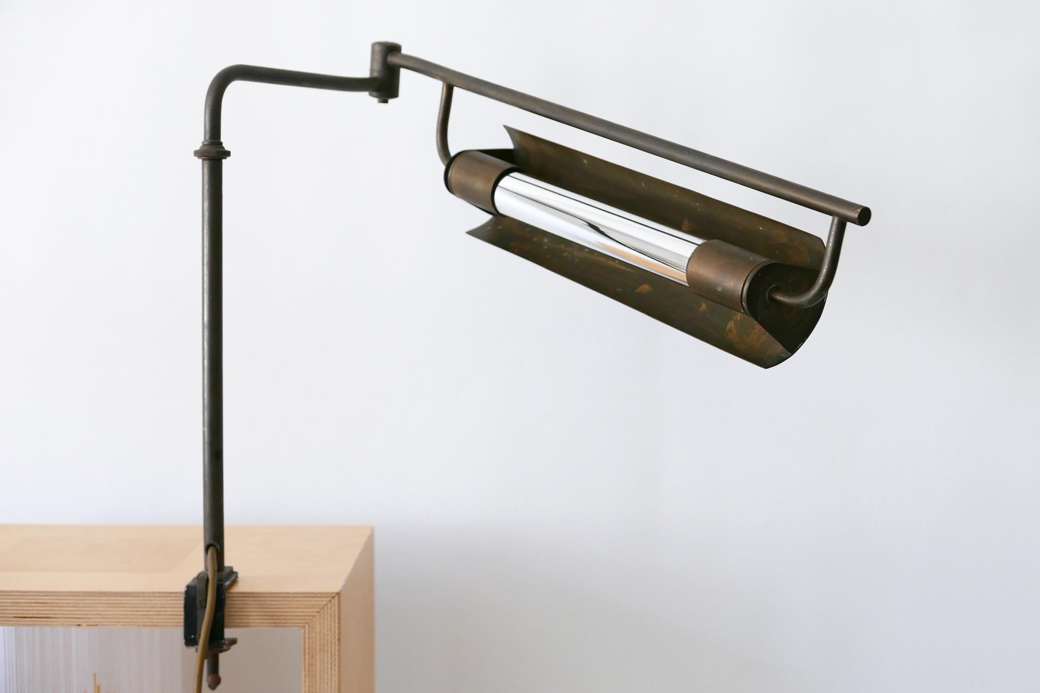 Exceptional Modernist Bauhaus Articulated Brass Clamp Table Lamp, Germany, 1930s For Sale 5