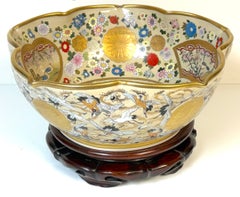 Exceptional Monumental Meiji Period Kyoto Satsuma Bowl, Attrib. Kinkozan Studio