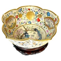 Exceptional Monumental Meiji Period Kyoto Satsuma Bowl, Attrib. Kinkozan Studio