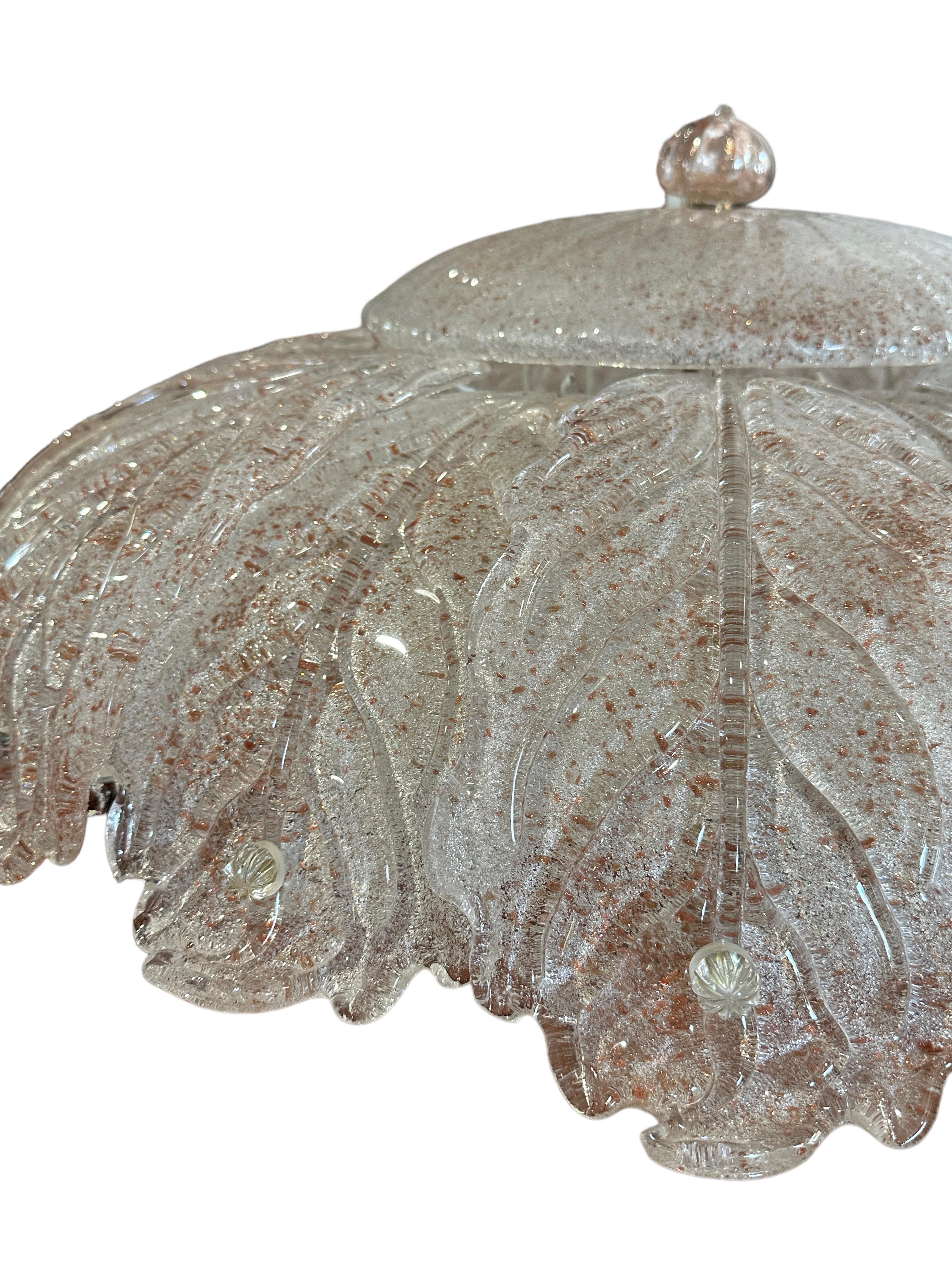Exceptional Monumental Murano Glass Flush Mount Chandelier, Mid-Century Modern For Sale 4