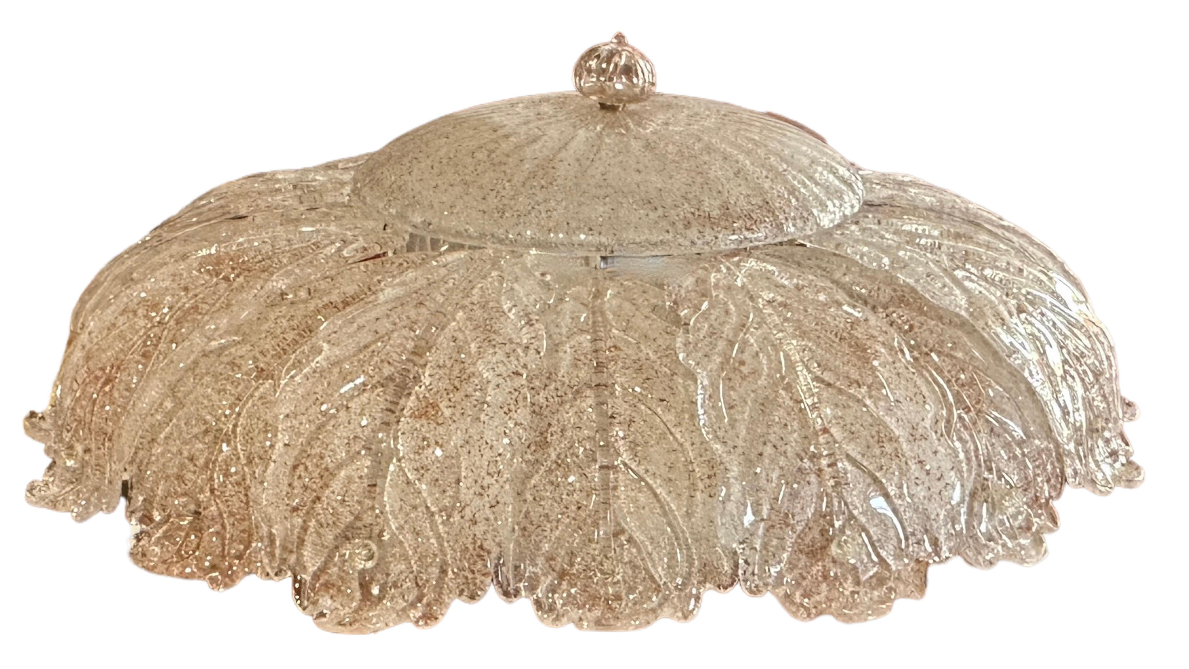 Metal Exceptional Monumental Murano Glass Flush Mount Chandelier, Mid-Century Modern For Sale
