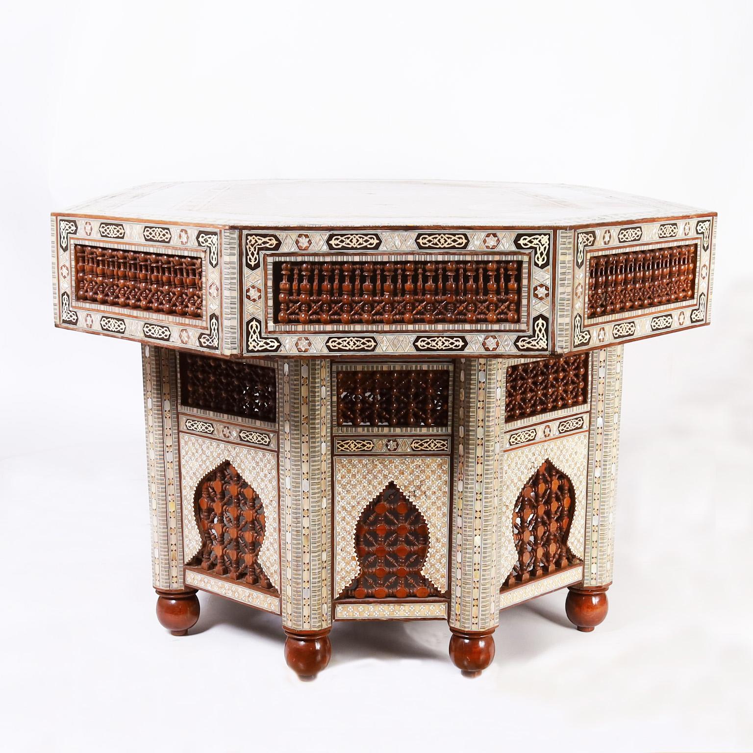 Exceptional Moroccan Mother of Pearl Center or Dining Table at 1stDibs