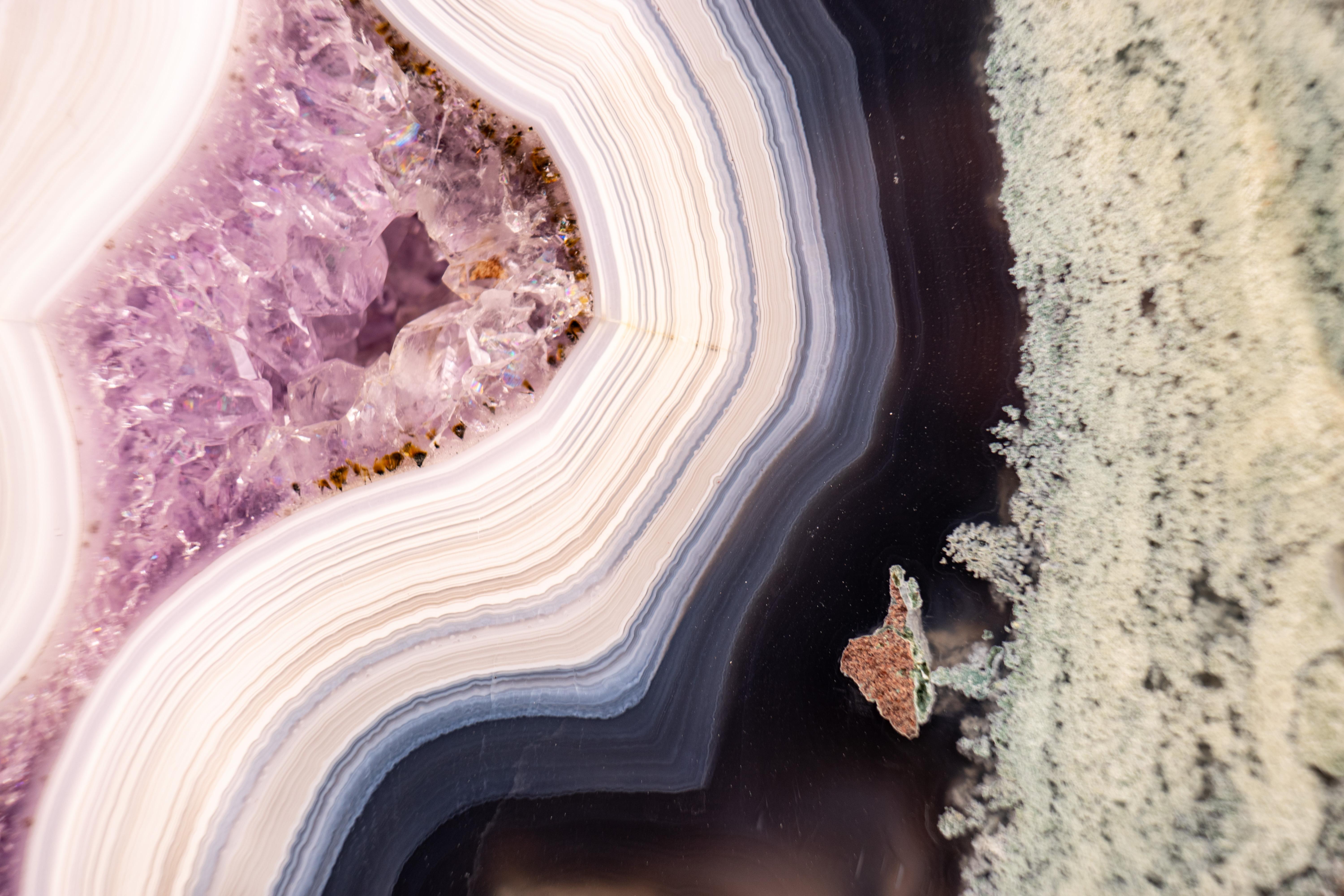 Exceptional Moss, Blue & White Banded Agate Butterfly Wings Siglo XXI y contemporáneo en venta