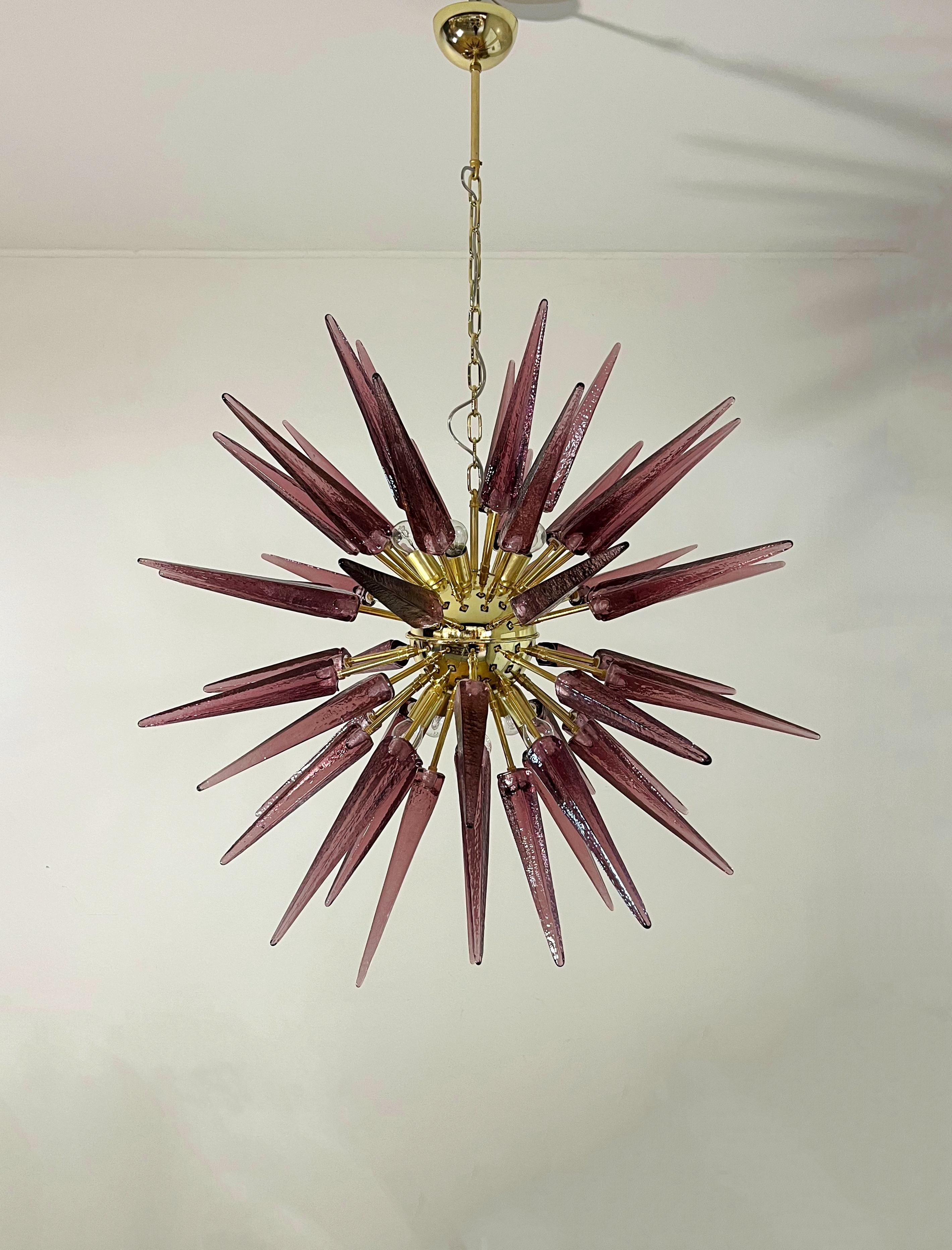 Exceptional Murano amethyst glass Sputnik Chandelier - 51 glasses For Sale 5