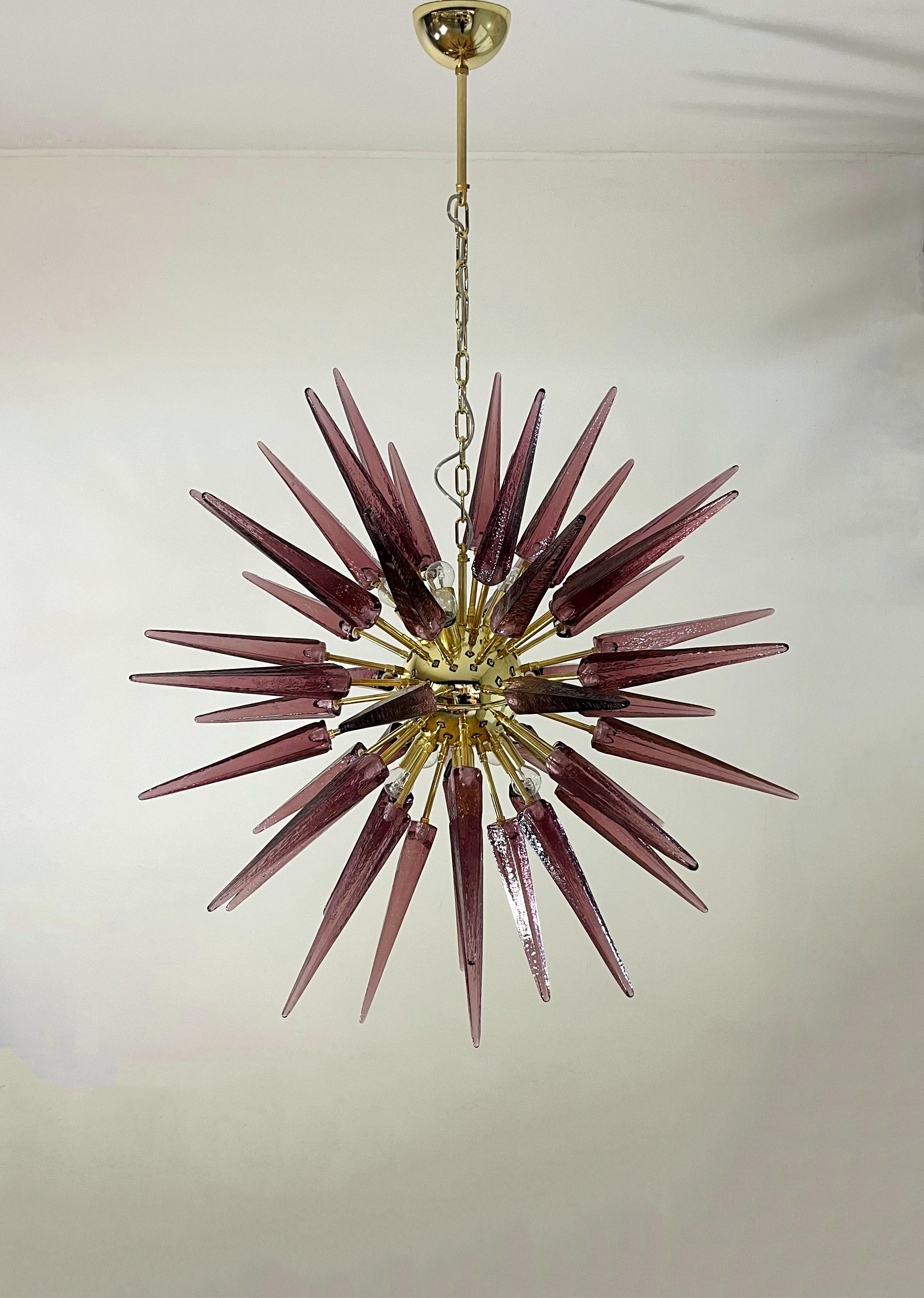 Exceptional Murano amethyst glass Sputnik Chandelier - 51 glasses For Sale 7