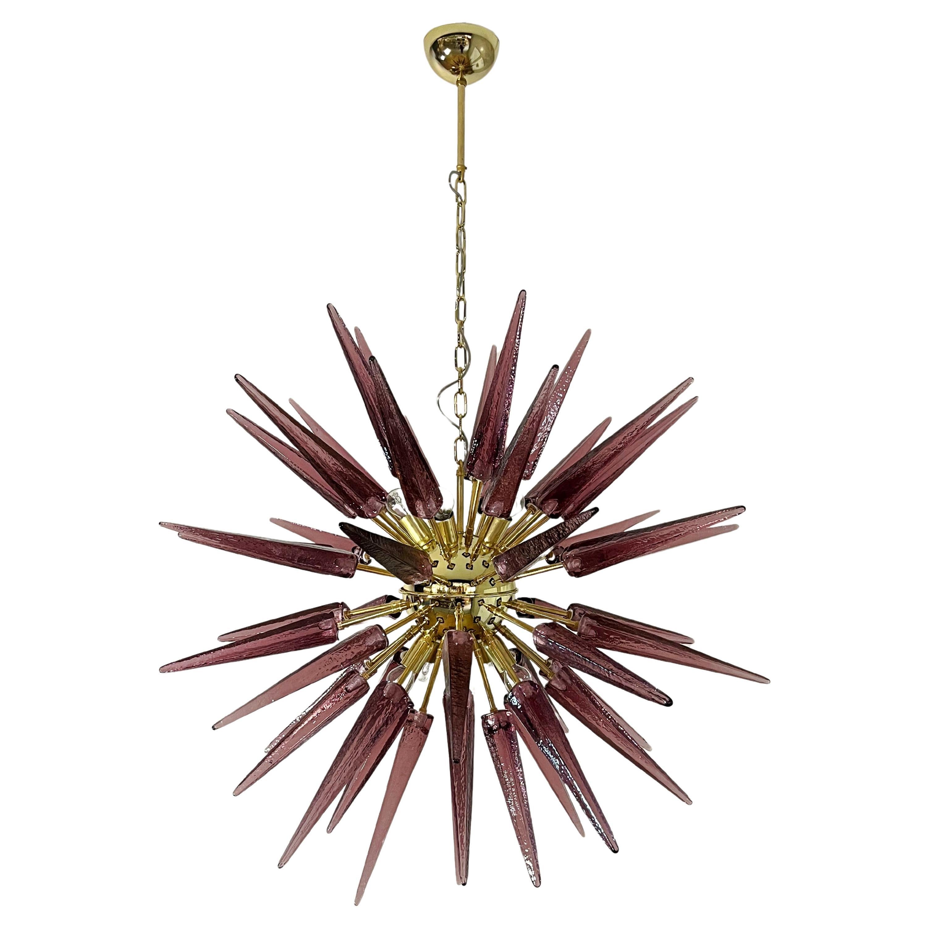 Exceptional Murano amethyst Glass Sputnik Chandelier - 51 glasses