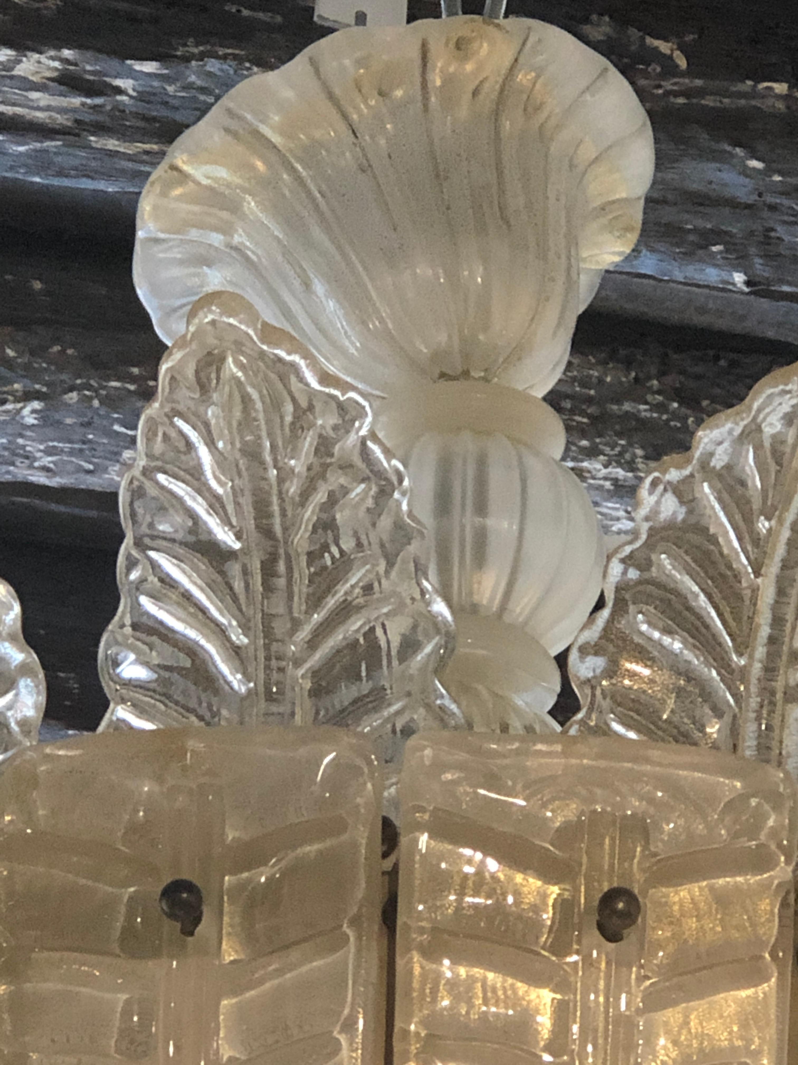 Exceptional Murano Chandelier, Lantern White /Gold Murano Glass with Crown 6