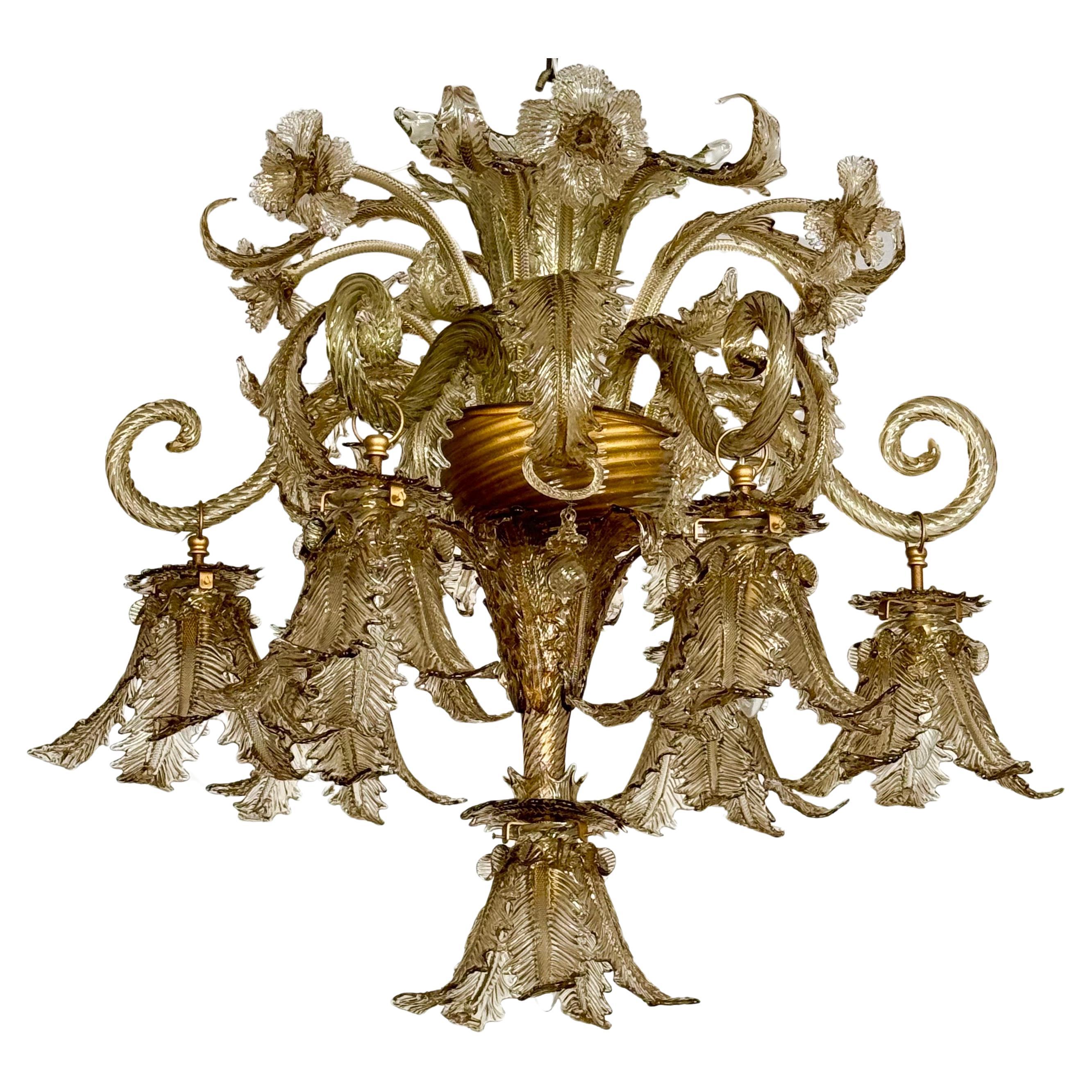 Außergewöhnlicher Murano-Glaslüster von Barovier Toso, Italien, 1940er Jahre