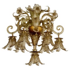 Exceptional Murano Glass Chandelier by Barovier Toso, Italy, 1940s