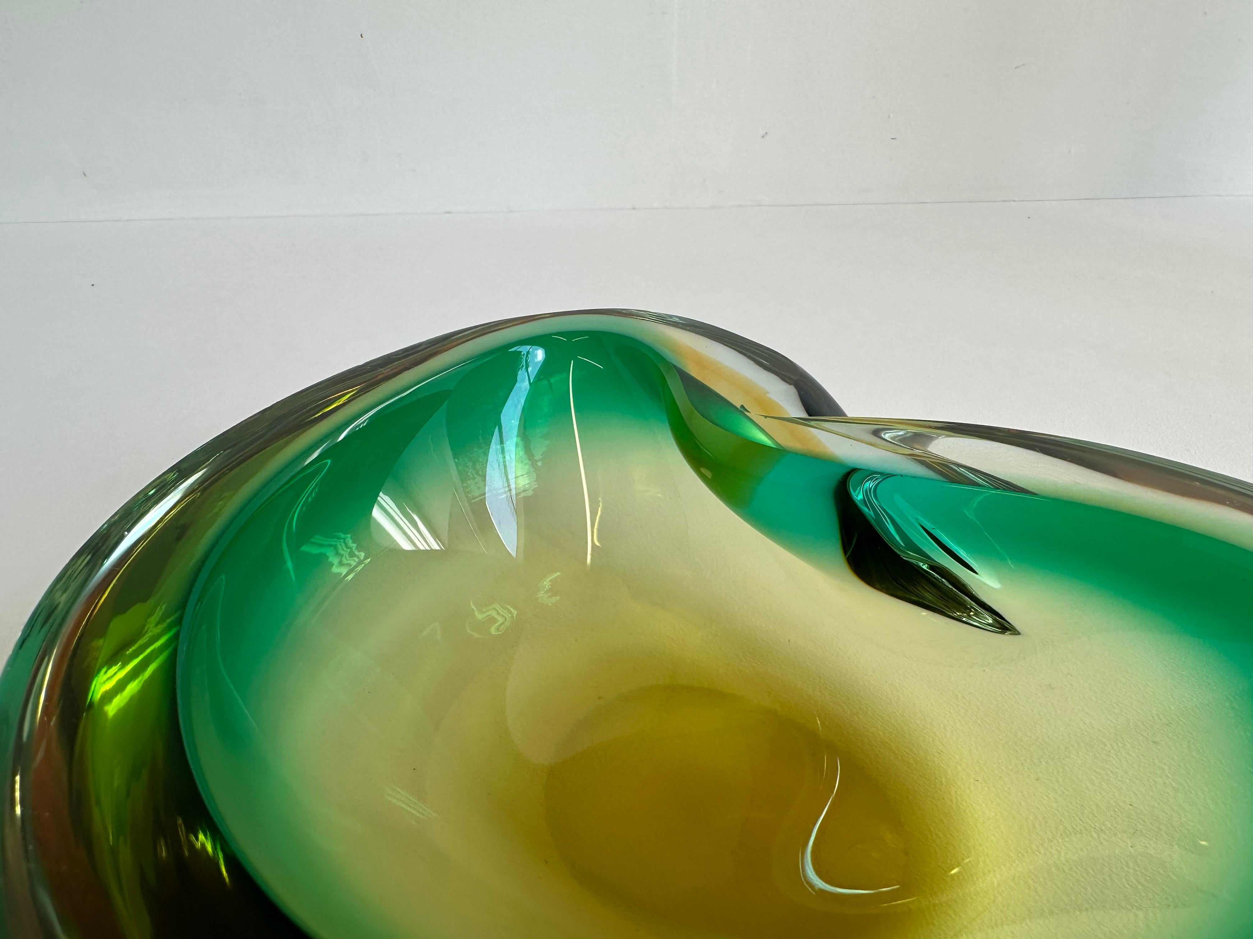 Exceptional murano glass geode sommerso by flavio poli 1960 Italian glass bowl For Sale 3