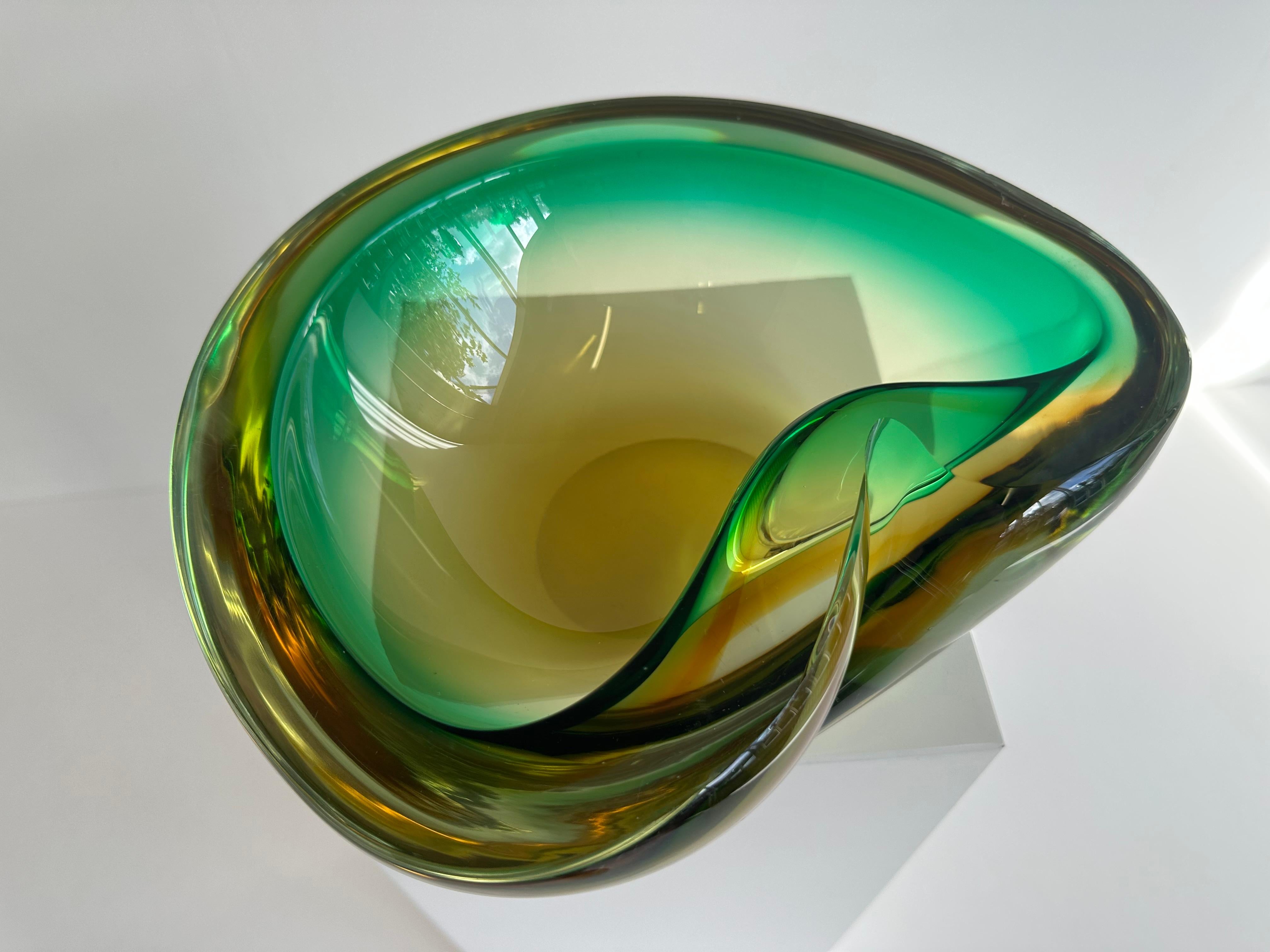 Exceptional murano glass geode sommerso by flavio poli 1960 Italian glass bowl For Sale 4