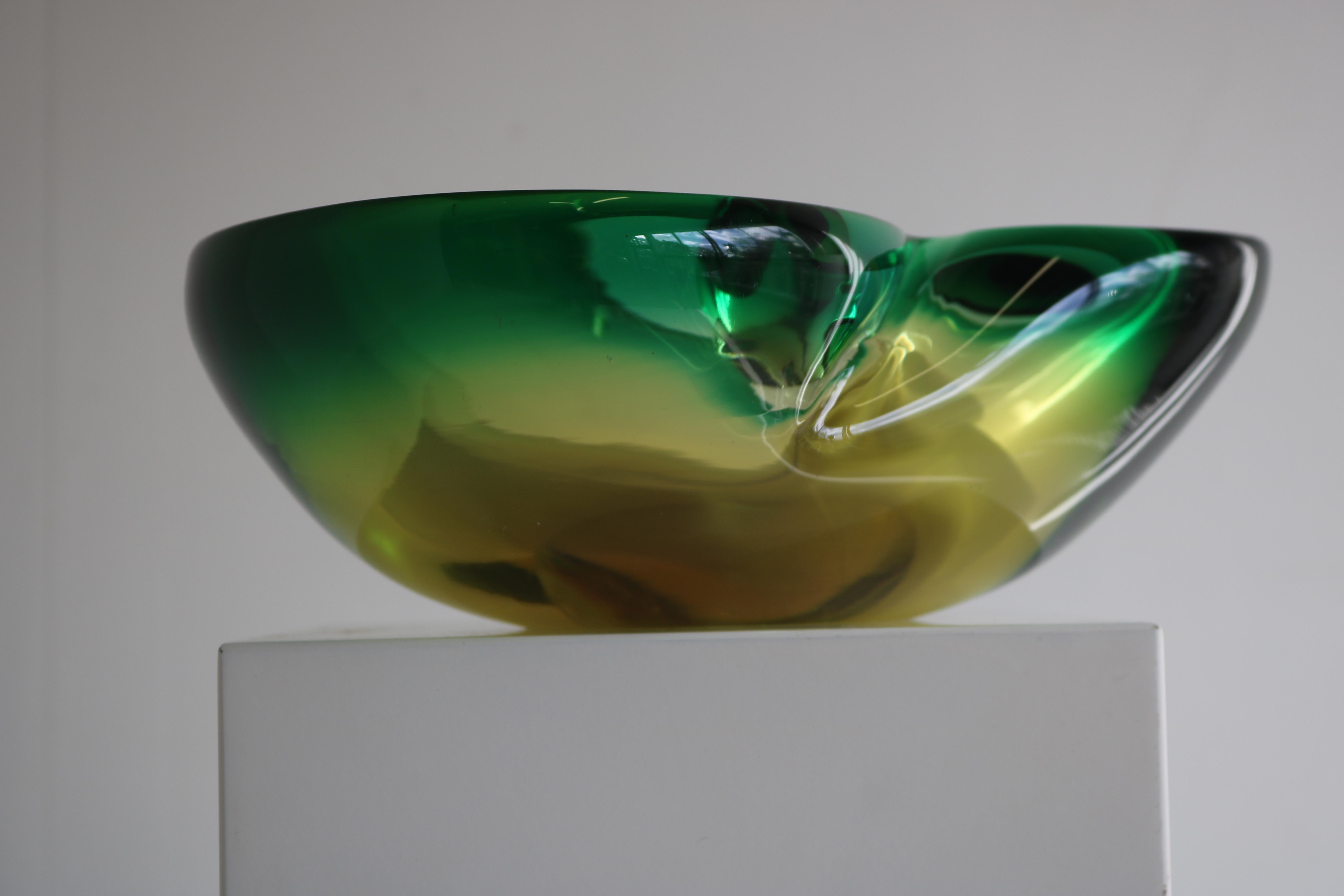 Hand-Crafted Exceptional murano glass geode sommerso by flavio poli 1960 Italian glass bowl For Sale