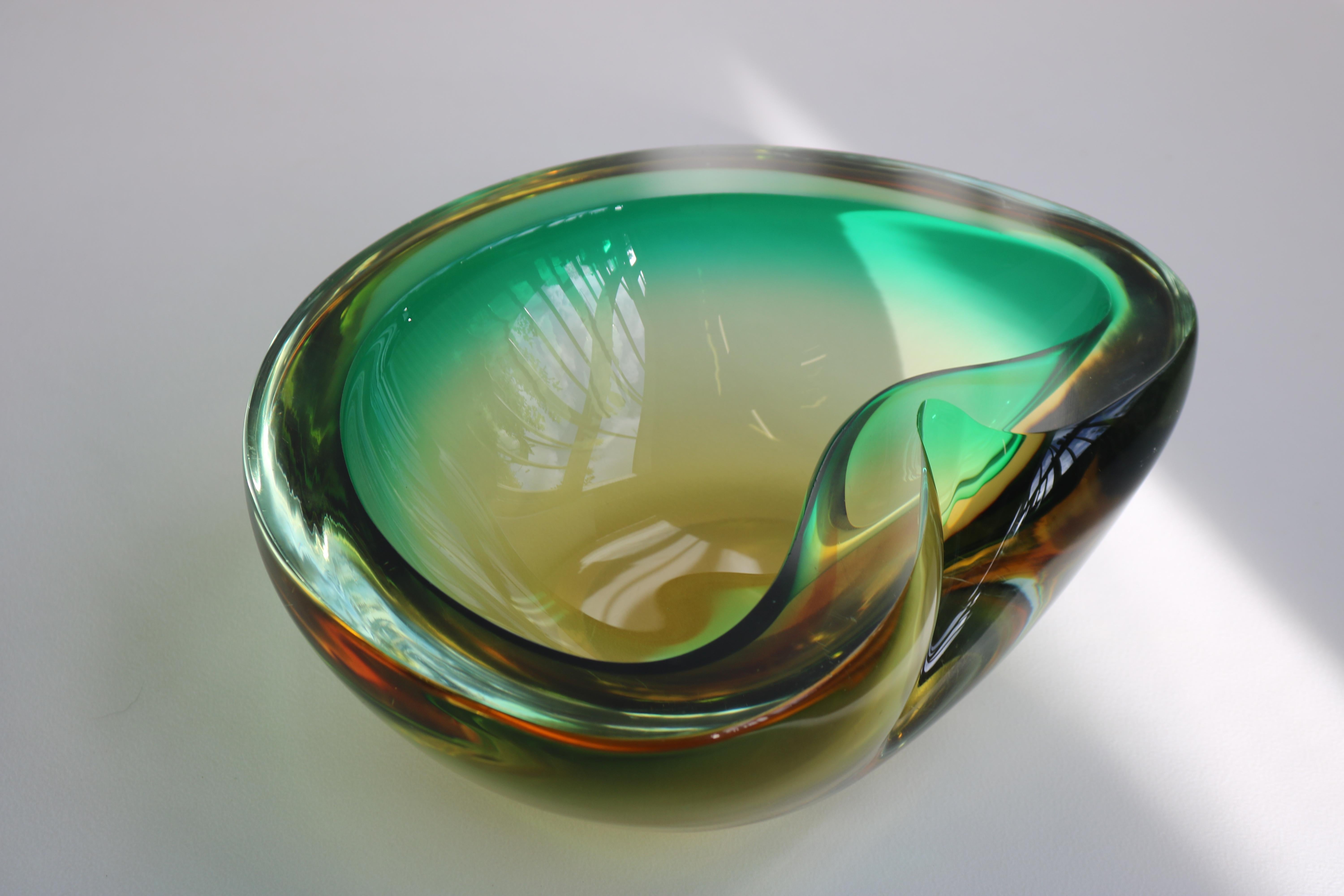 Murano Glass Exceptional murano glass geode sommerso by flavio poli 1960 Italian glass bowl For Sale