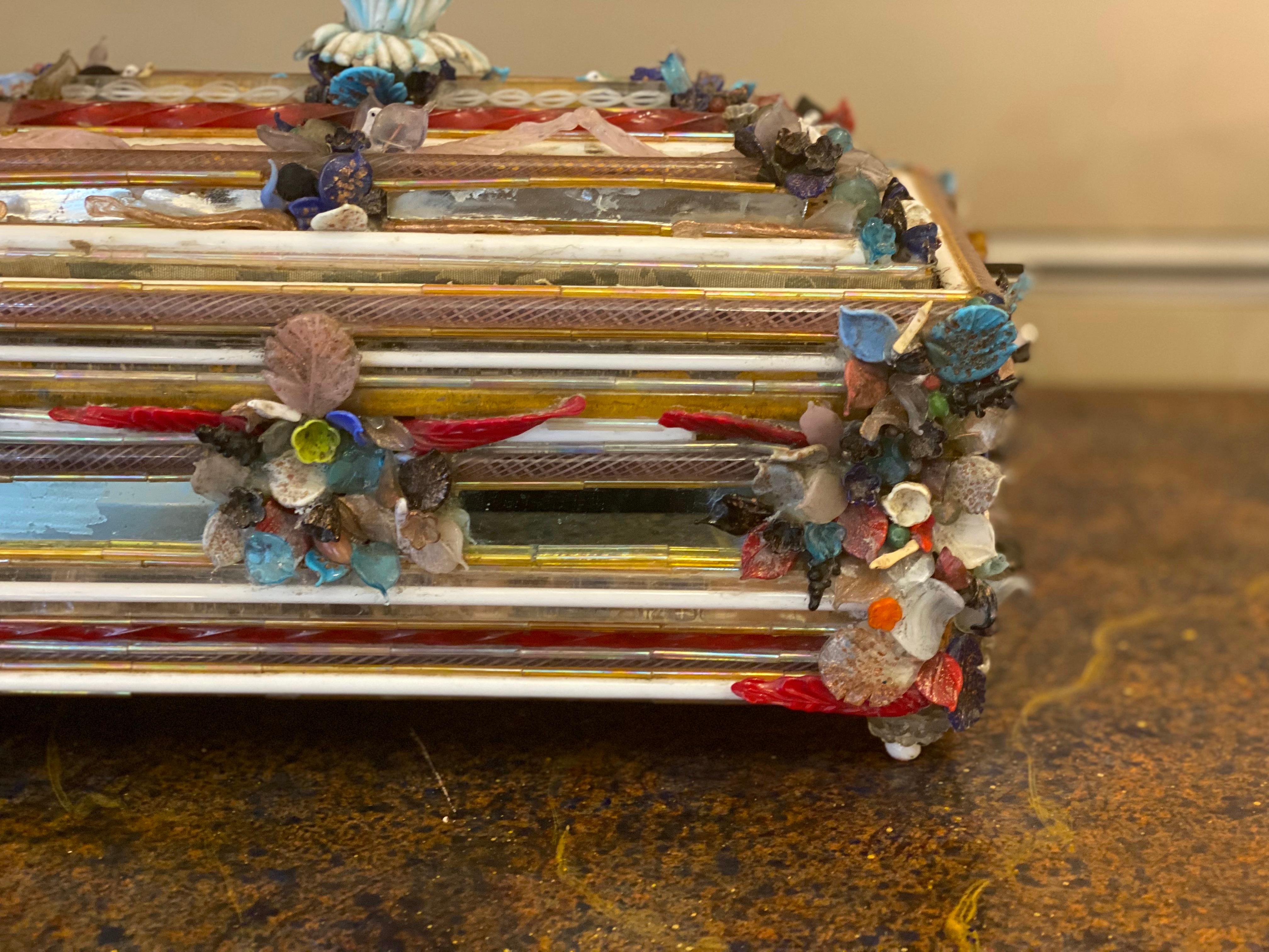 Exceptional Murano Glass Jewel or Dresser Box  1930' In Good Condition For Sale In Rome, IT