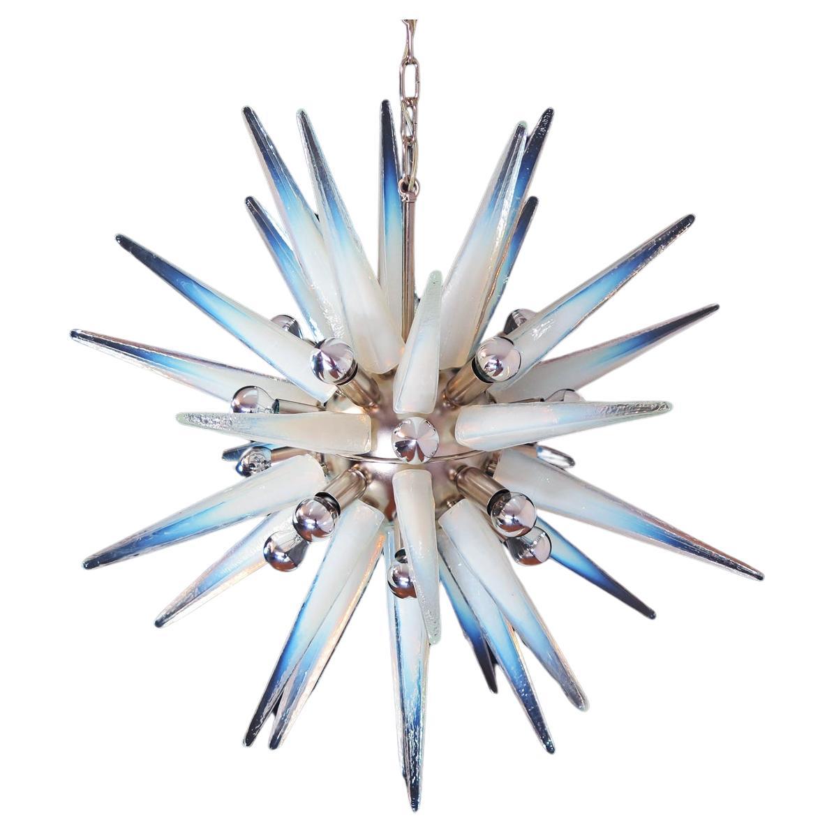 Exceptional Murano Glass Sputnik Chandeliers - opalino glasses For Sale