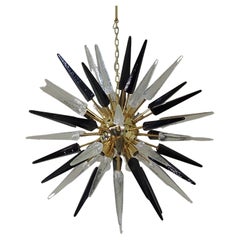Exceptional Murano trasparent and black Glass Sputnik Chandelier - 51 glasses