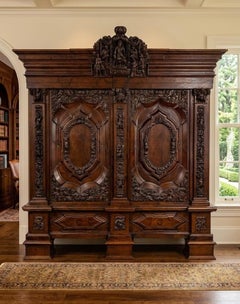 Exceptional Museum-Quality Danzig Baroque Carved Walnut "Schapp" Armoire