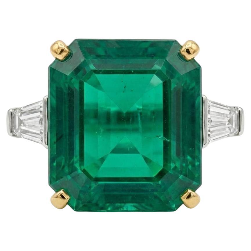 EXCEPTIONAL MUZO Old Mine Colombian VIVID Green 7.70 Carat Emerald Ring