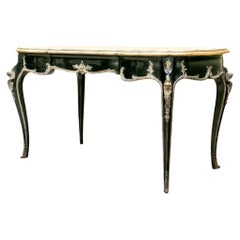 Exceptionnelle table à écrire Napoléon III en bronze et ébonite