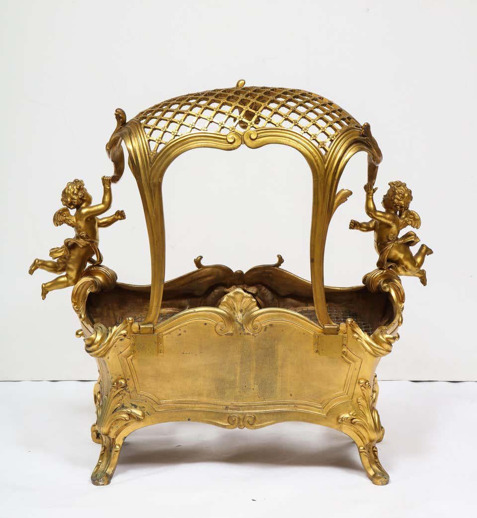 Exceptional Napoleon III French Ormolu Fireplace Log Cradle Holder, Centerpiece 5