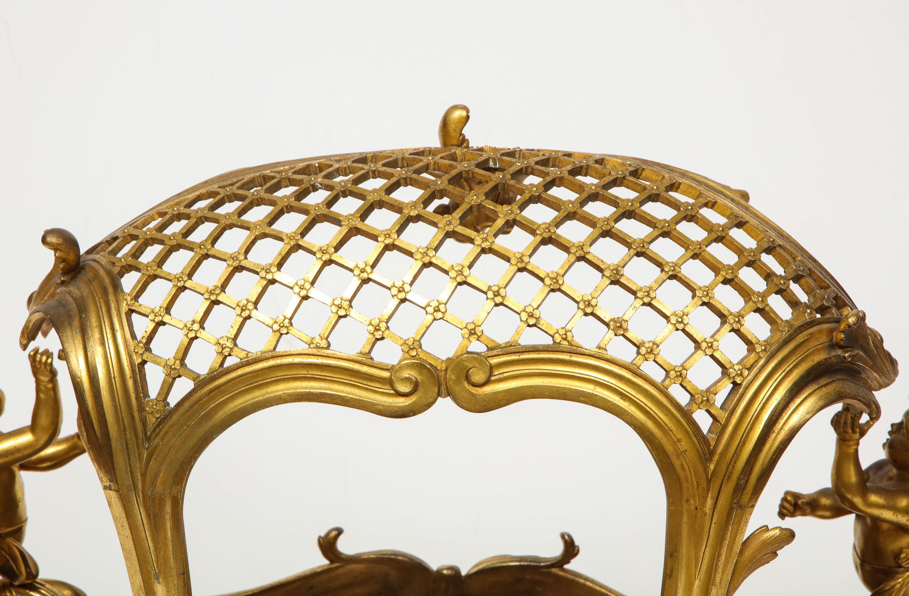 Exceptional Napoleon III French Ormolu Fireplace Log Cradle Holder, Centerpiece 6