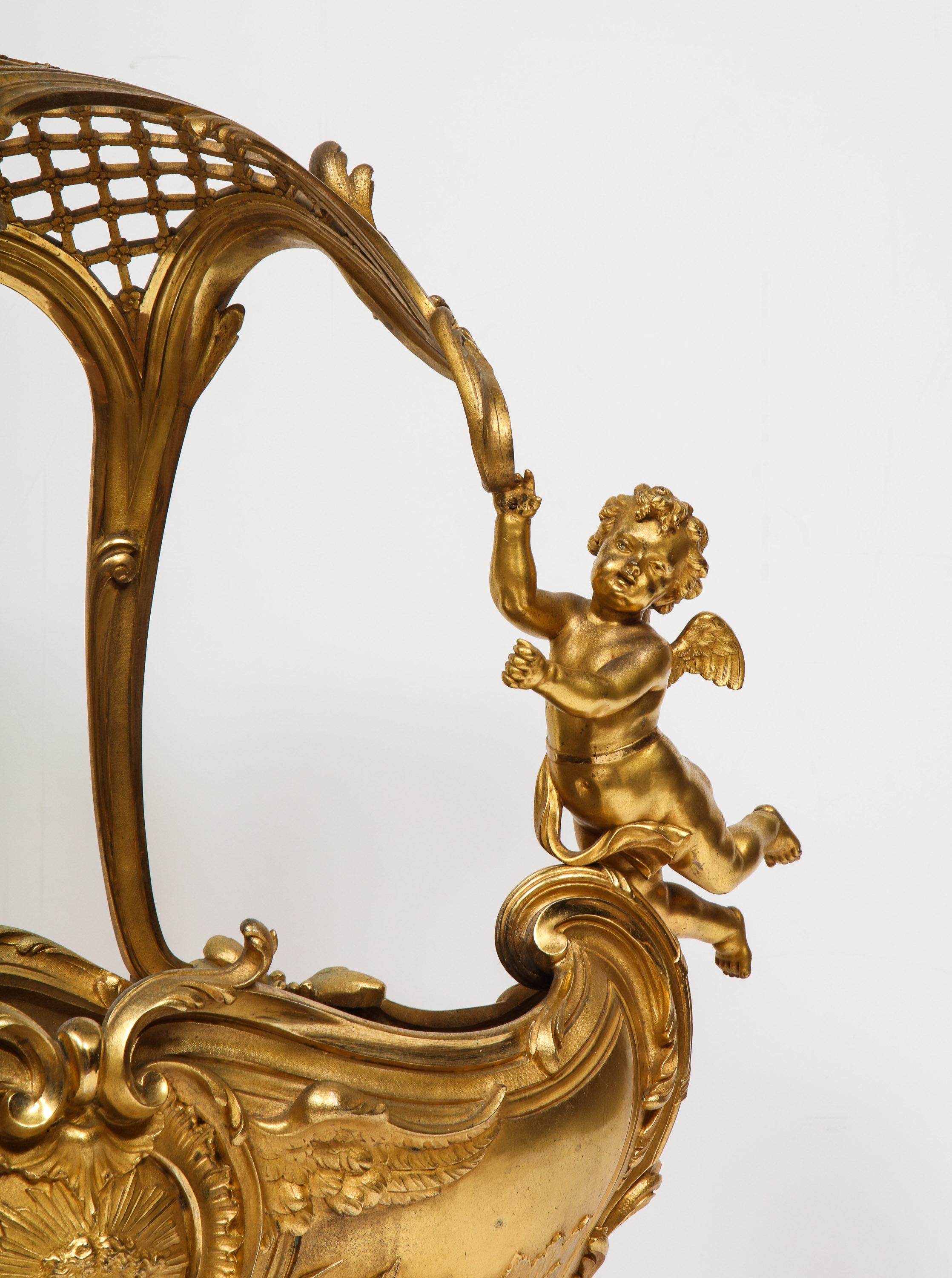 Exceptional Napoleon III French Ormolu Fireplace Log Cradle Holder, Centerpiece 2