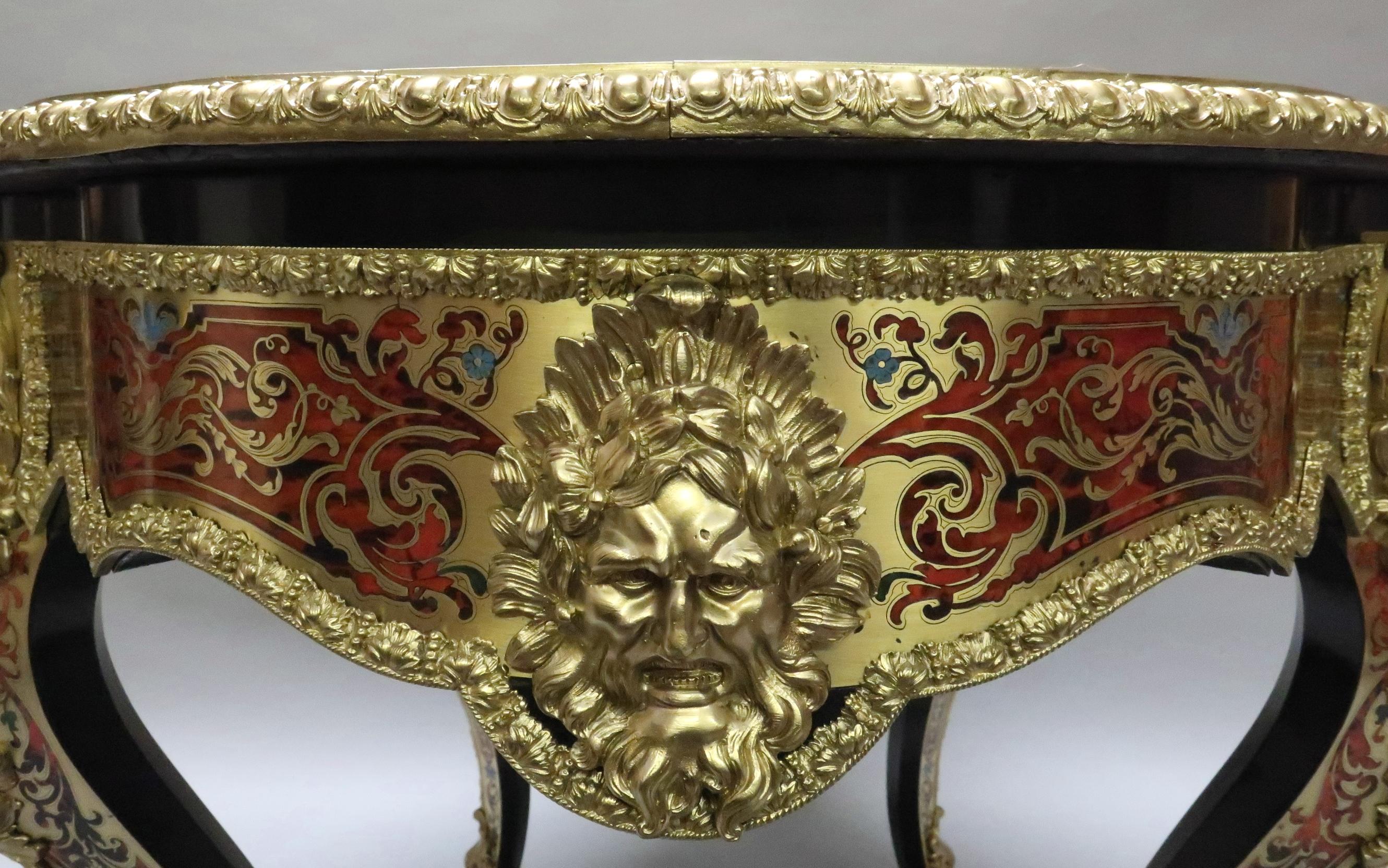 Exceptional Napoleon III Louis XV Style Boulle Writing Desk For Sale 3