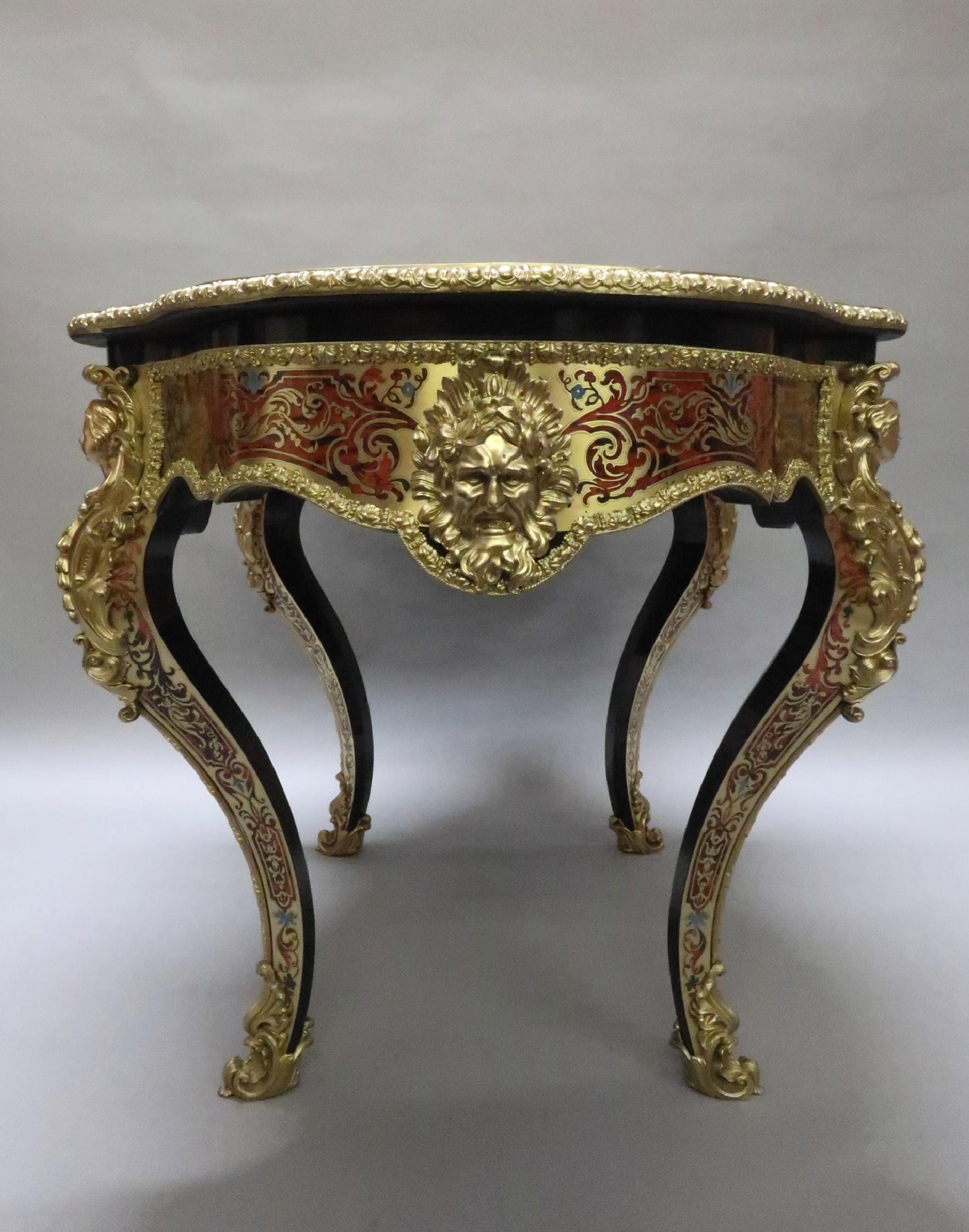 Exceptional Napoleon III Louis XV Style Boulle Writing Desk For Sale 2