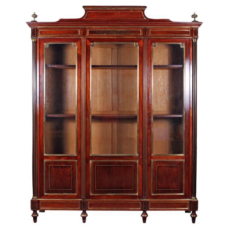 Excepcional librería Napoleón III de caoba y bronce, circa 1850