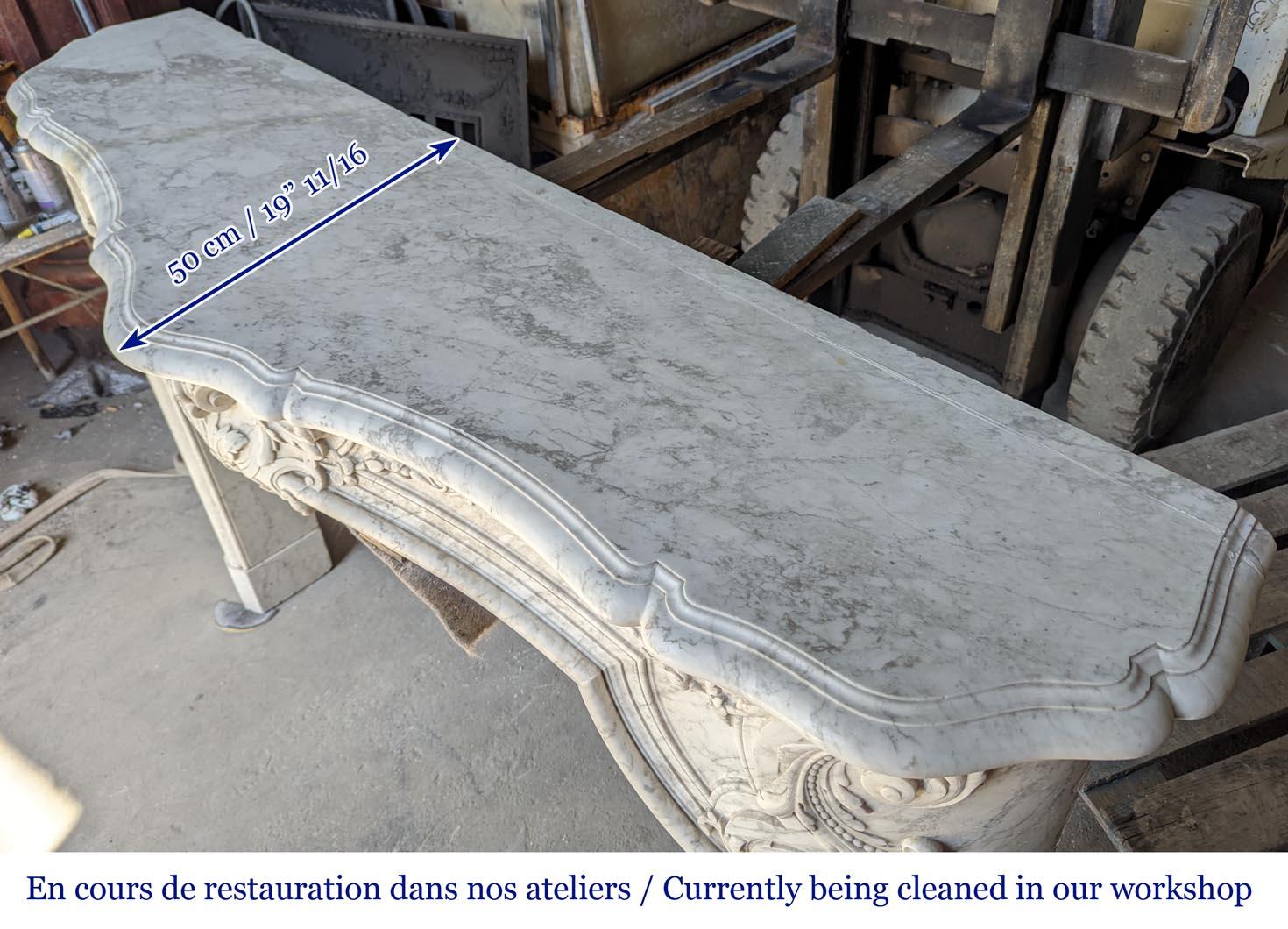 Exceptional Napoleon III period mantel in veined Carrara marble For Sale 8