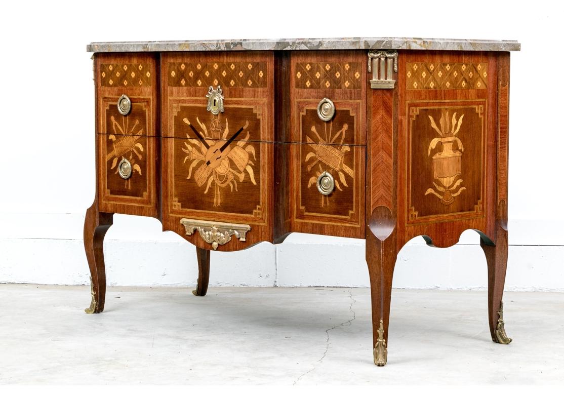 French Exceptional Napoleon III Style Inlaid Chest With Musical Theme