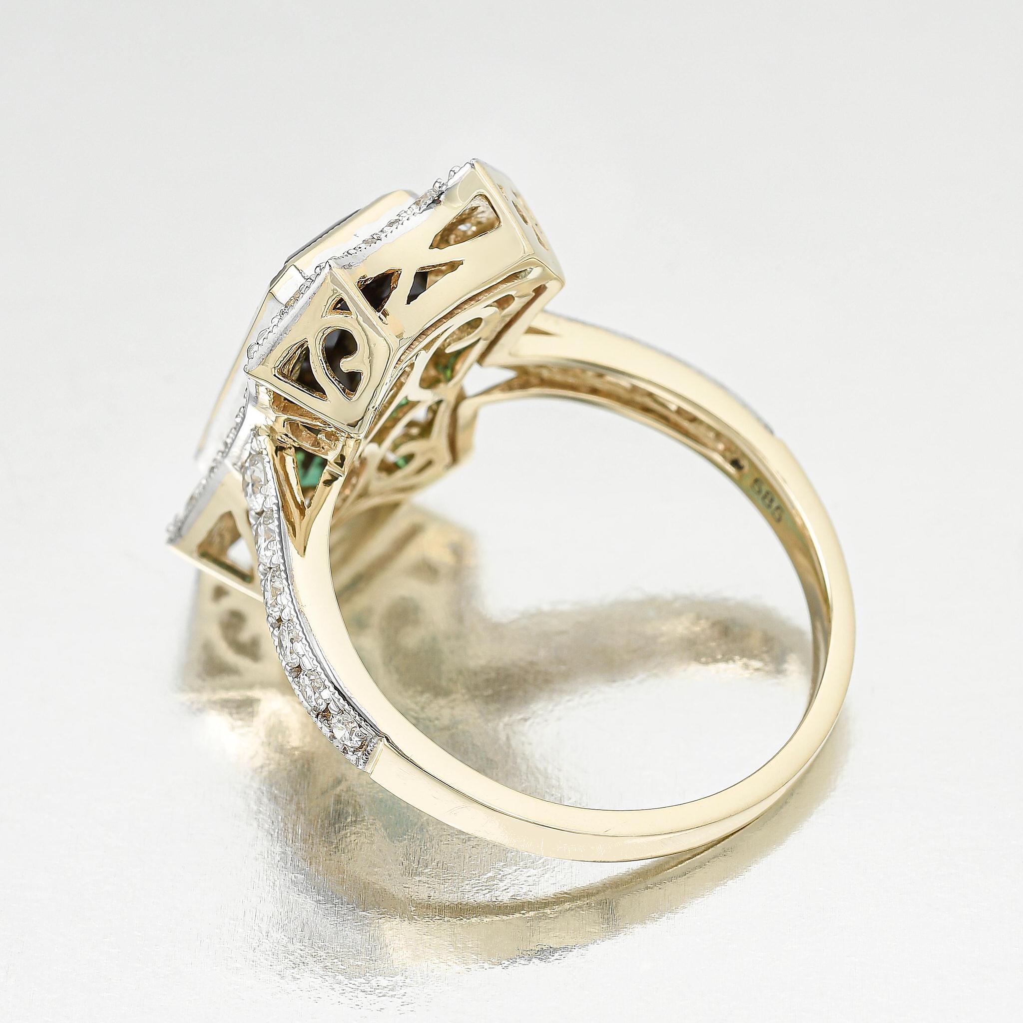 Außergewöhnlicher natürlicher grüner Turmalin-Ring mit 3,42 Karat 14K Gold für Damen oder Herren im Angebot