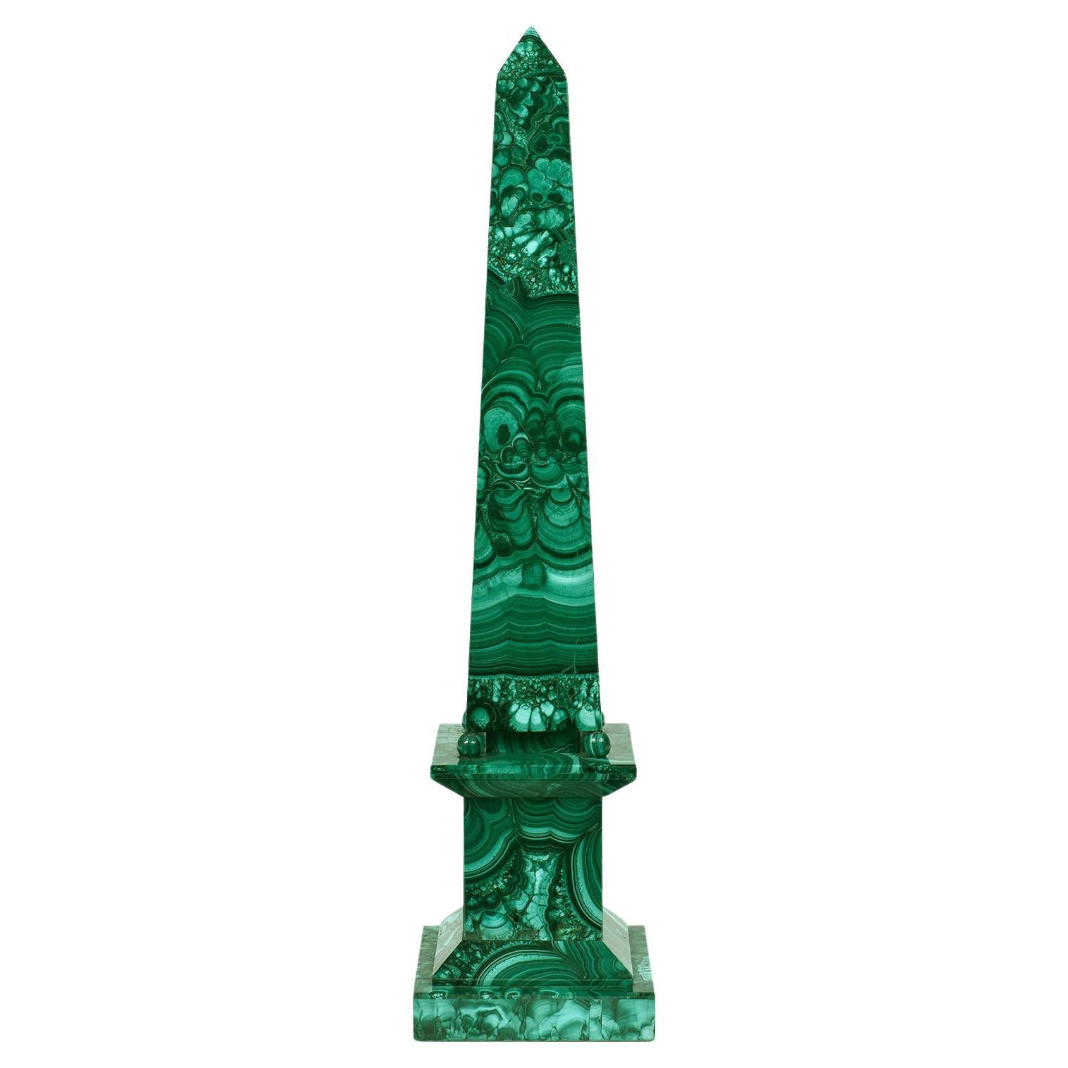 Natural Malachite Obelisk Mineral Specimen  For Sale