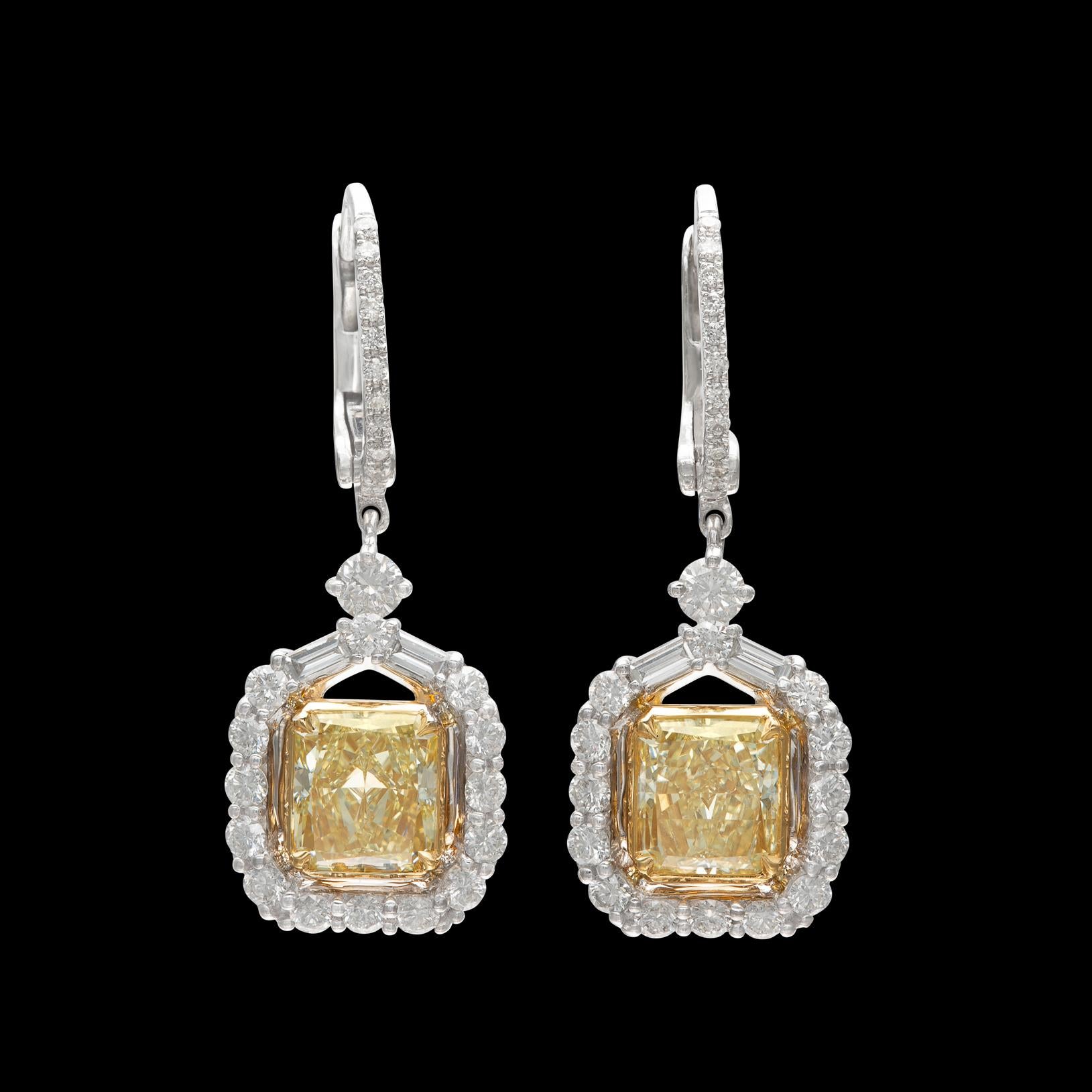 Exceptional Natural Yellow Diamond Drop Italian Earrings For Sale at ...