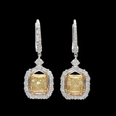 Excepcionales Pendientes Italianos de Gota de Diamante Amarillo Natural