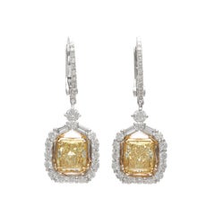 Exceptionnelles boucles d'oreilles italiennes en goutte en diamant jaune naturel