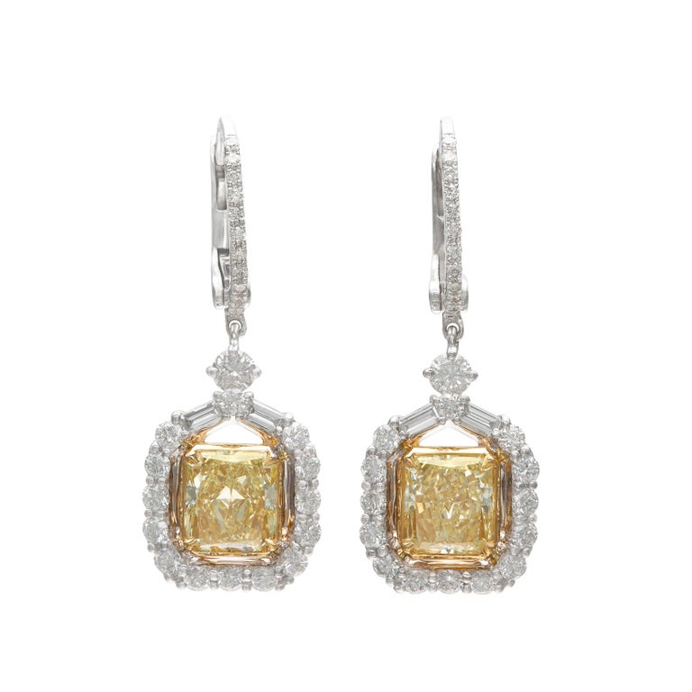 Exceptional Natural Yellow Diamond Drop Italian Earrings For Sale at ...