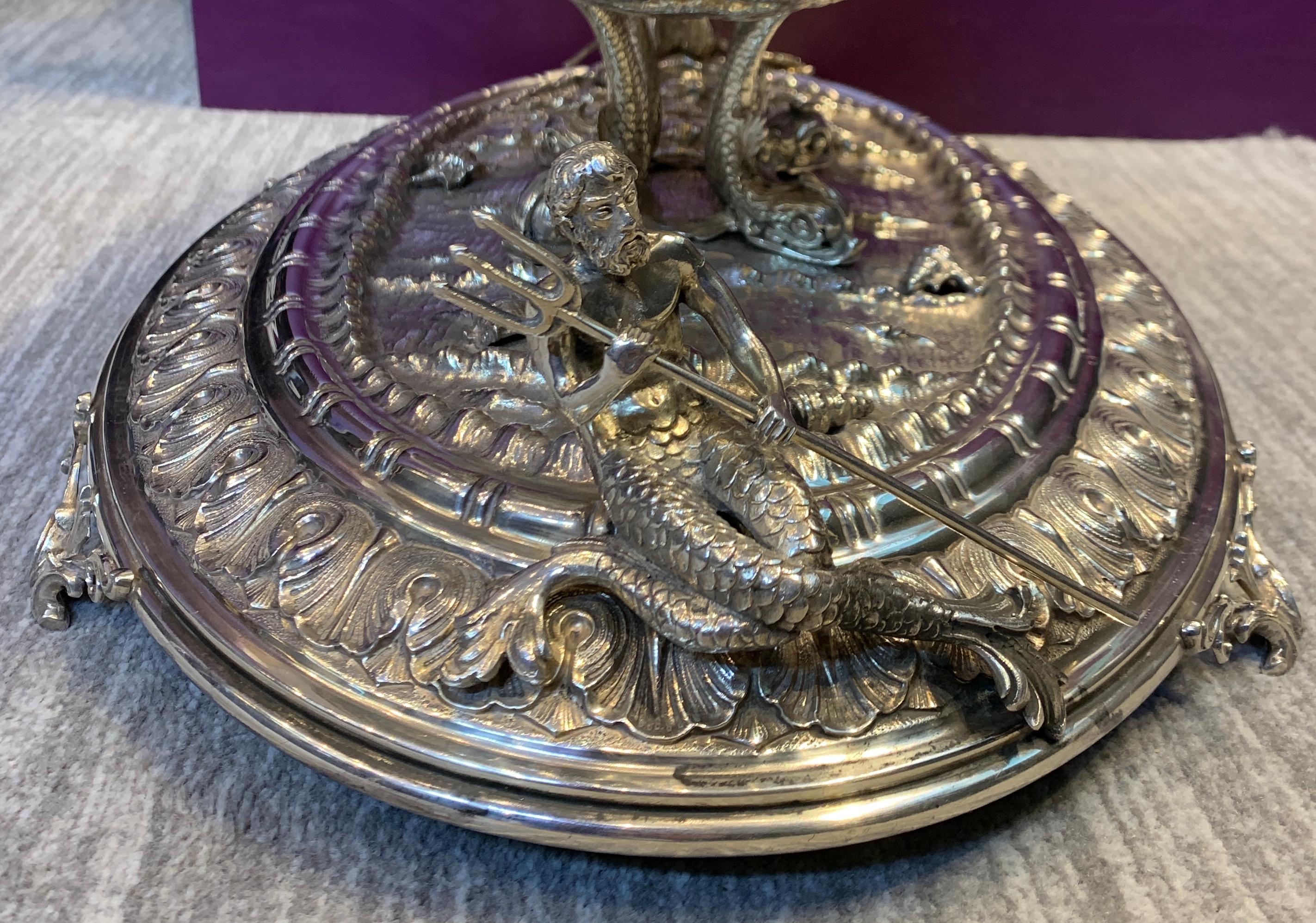 Exceptional Nautical Themed Silver Centerpiece by Buccellati For Sale 5