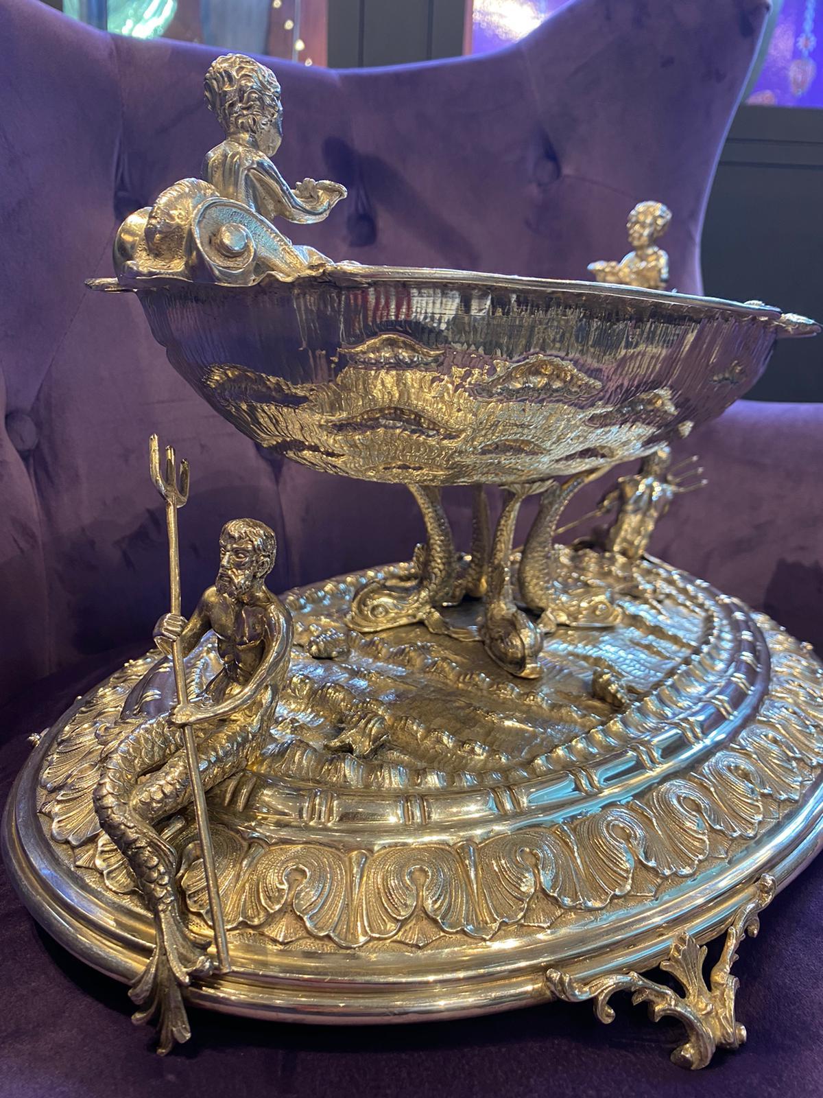 Exceptional Nautical Themed Silver Centerpiece by Buccellati For Sale 6