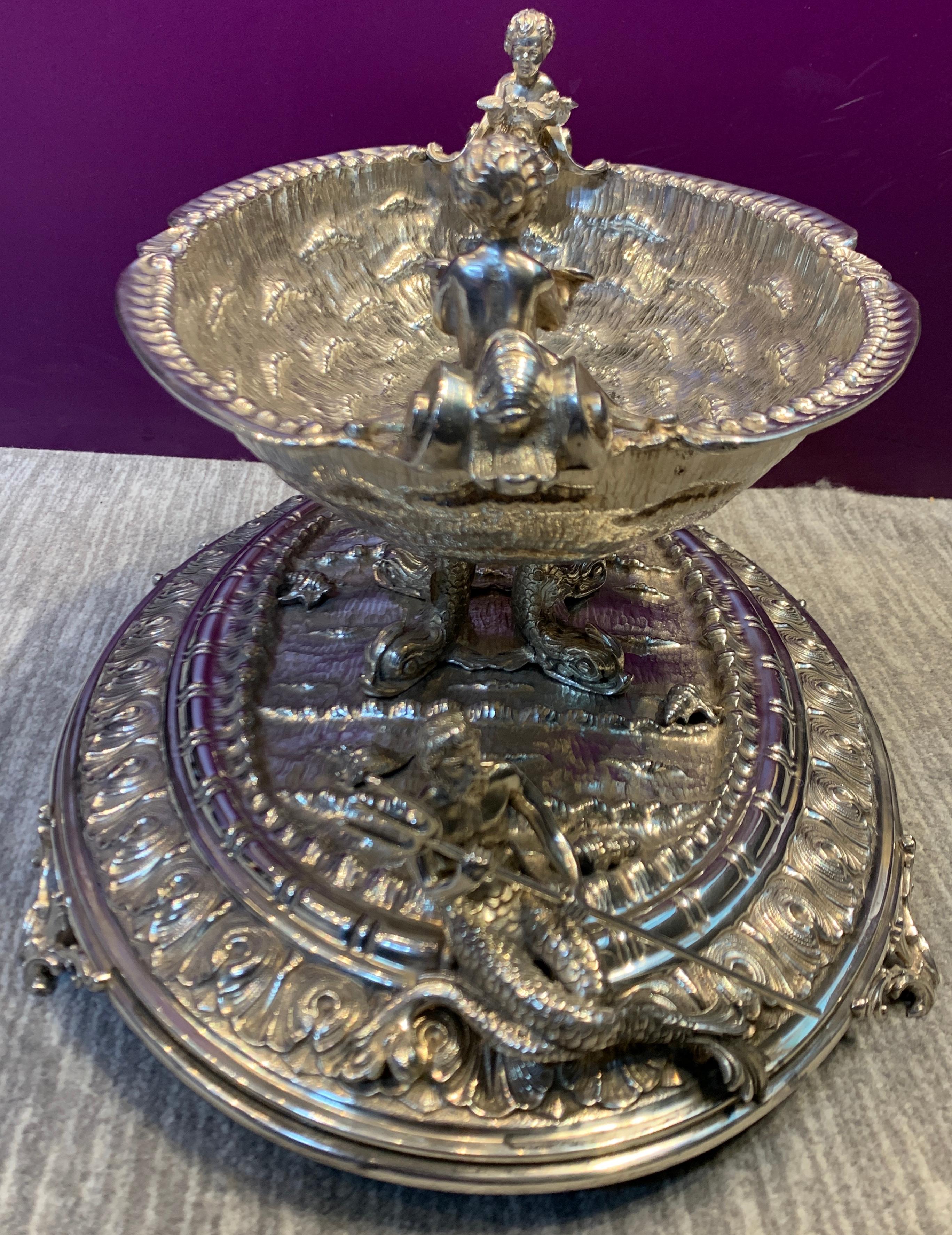 Exceptional Nautical Themed Silver Centerpiece by Buccellati For Sale 7
